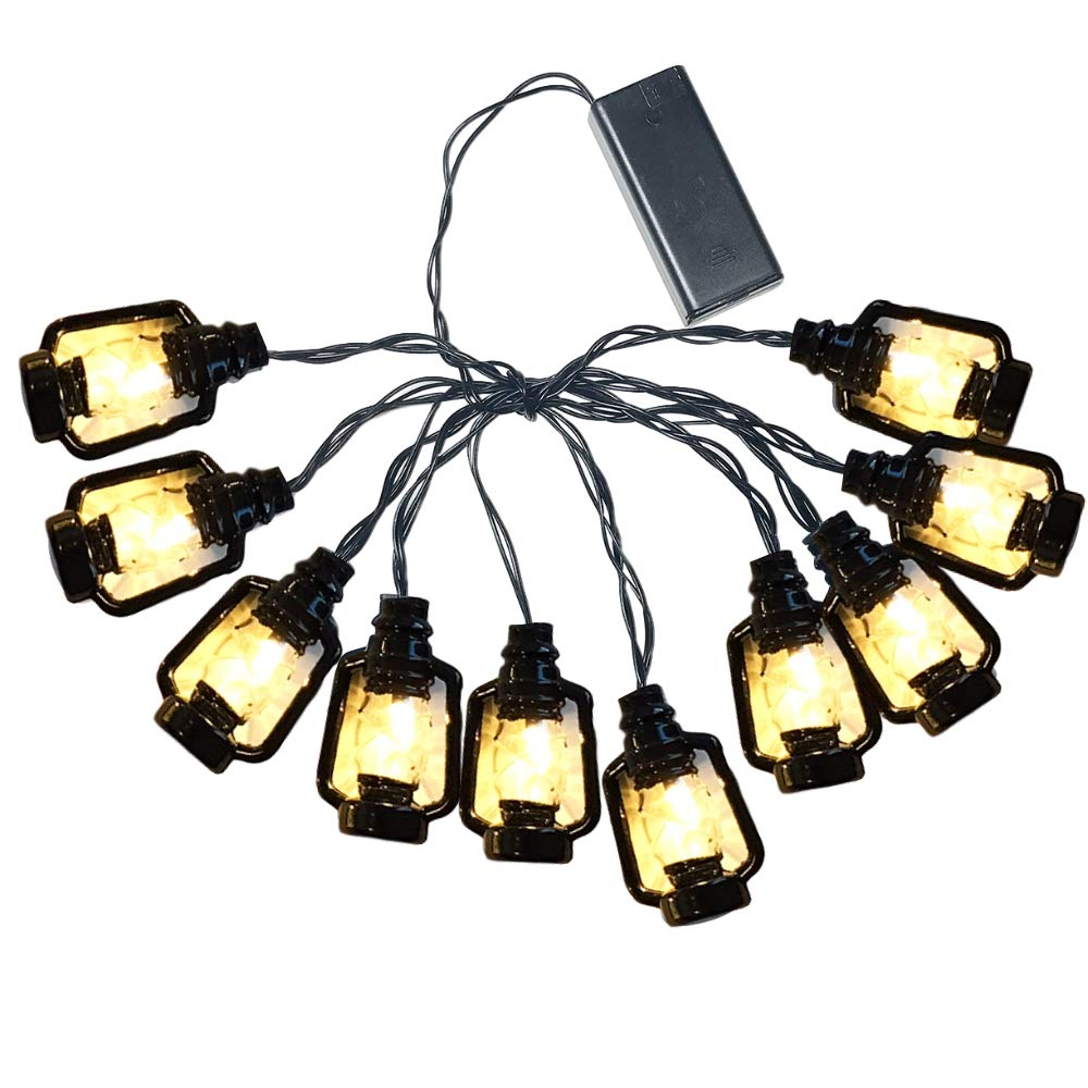 BANBERRY DESIGNS Black LED Lantern String Lights - 10 Battery Operated 3