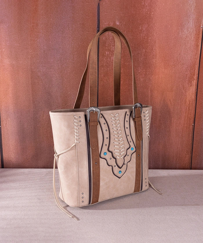 Montana West Whip Stitch Concealed Carry Tote Bag for Women - Stylish & Spacious CCW Purse with Hidden Gun Pocket - Perfect for Everyday Carry, Travel & Self Defense