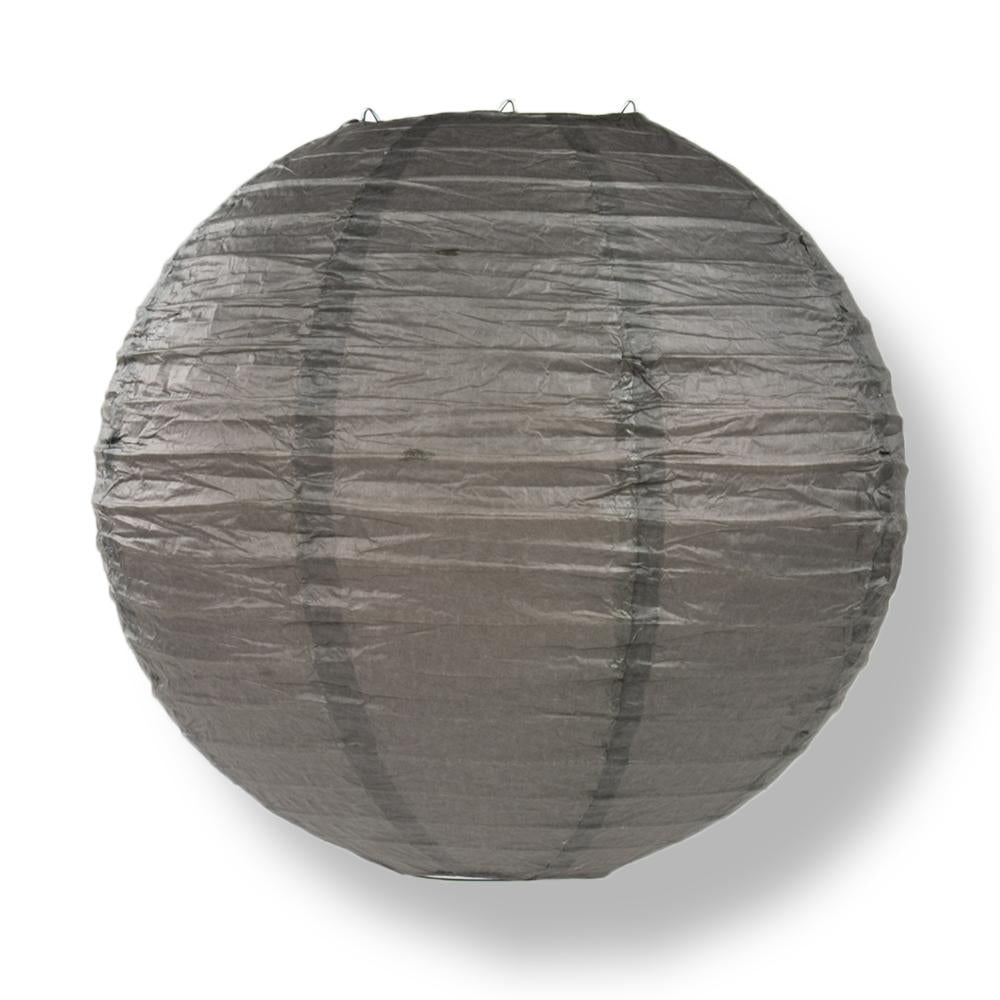 36 Pack Large Round Paper Lanterns - Driftwood Grey with Even Ribbing | Bulk Party Decorations for Weddings, Events & Home Decor