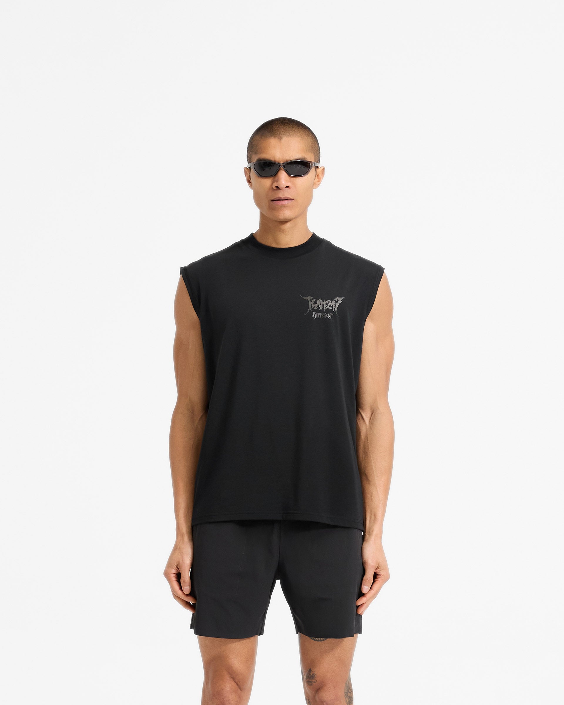 Team 247 X END Oversized Tank Top - Jet Black - Streetwear Fashion for Men & Women - Perfect for Gym, Workout, and Casual Outfits