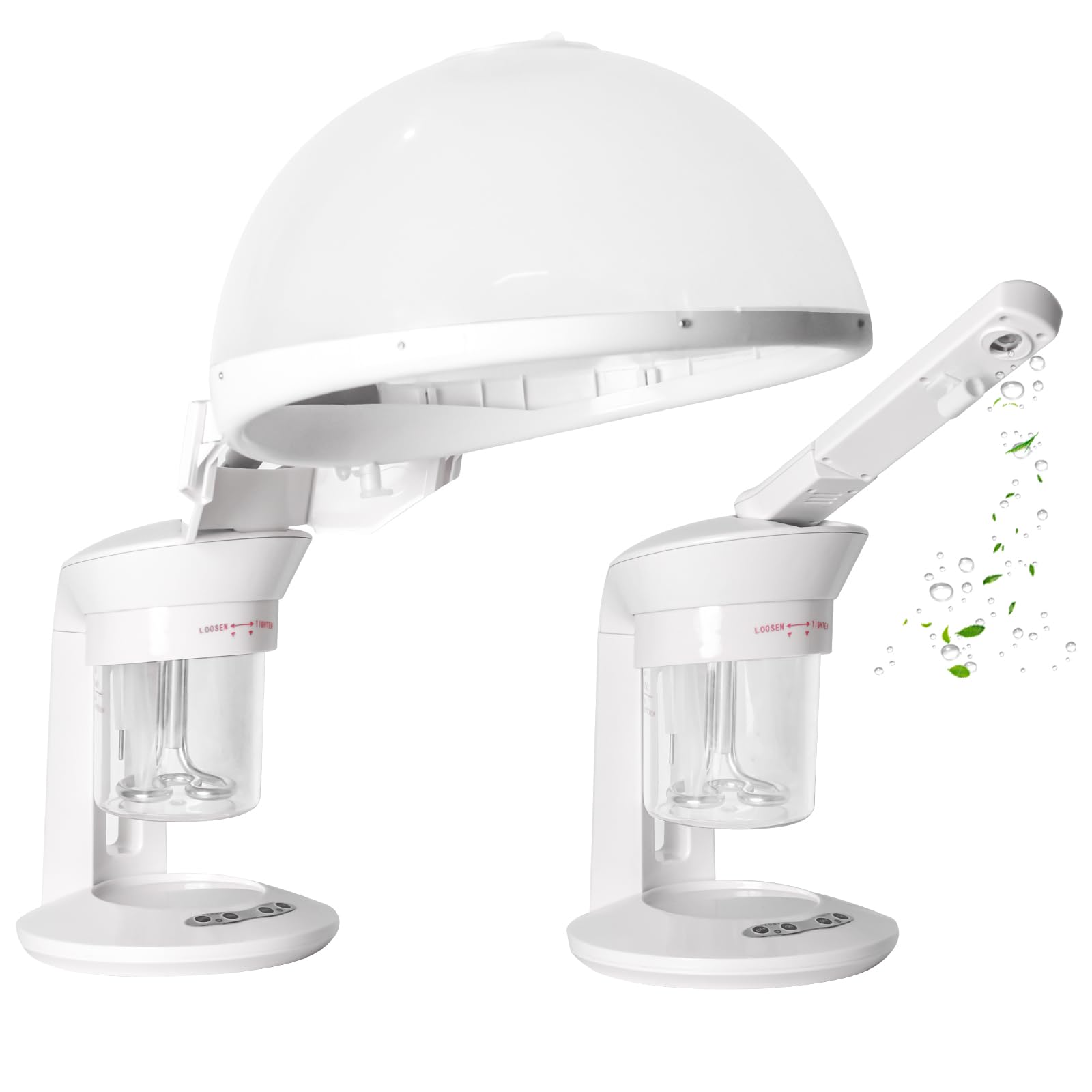 2 in 1 Hair & Face Steamer with UV Ozone - Professional Hydration System for Natural Hair Care, Home Salon & SPA Use - Moisturizing Hair Humidifier for Deep Conditioning & Facial Treatment (White)