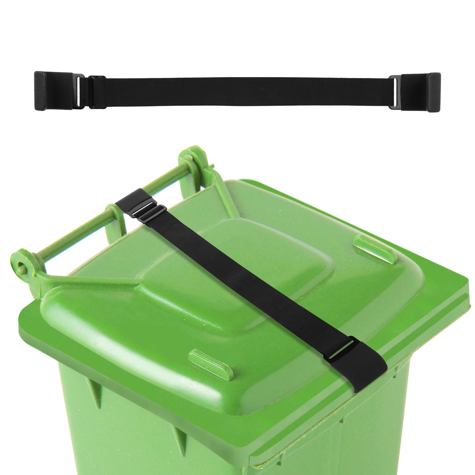 Windproof Metal Double-Claw Trash Can Lock - Adjustable & Elastic Garbage Bin Strap for Outdoor Use, Raccoon Proof Lid Lock to Prevent Tipping Over - Perfect for Patio, Backyard, and Camping