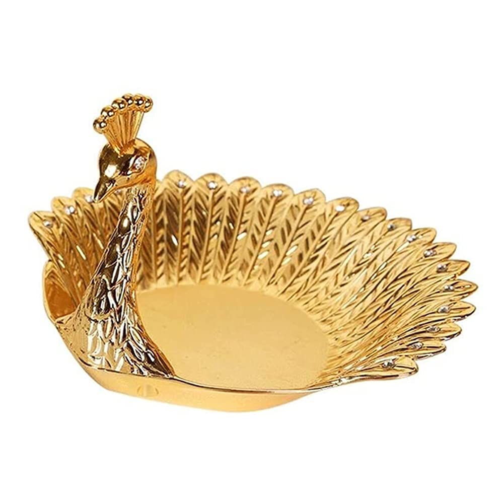 1 Piece Large Golden Alloy Fruit Bowl - Candy, Nut & Food Storage Tray for Hotel, Household & Desktop Decoration | Elegant Serving Basket for Parties, Dining & Kitchen Organization
