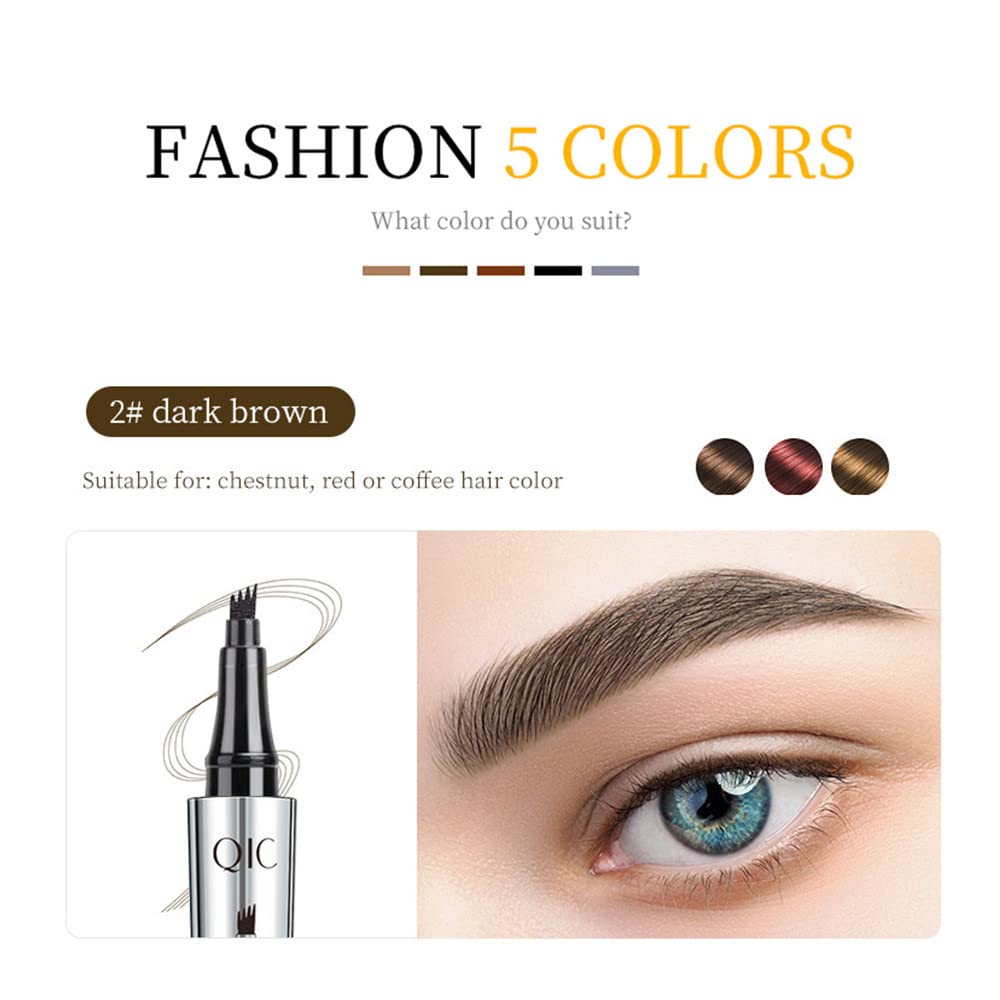 JMason Waterproof Tattoo Eyebrow Pencil - Professional Long Lasting Makeup with Quick Drying No Smudge Formula, 4-Point Tip Design (02 Dark Brown) for Everyday Makeup & Special Occasions