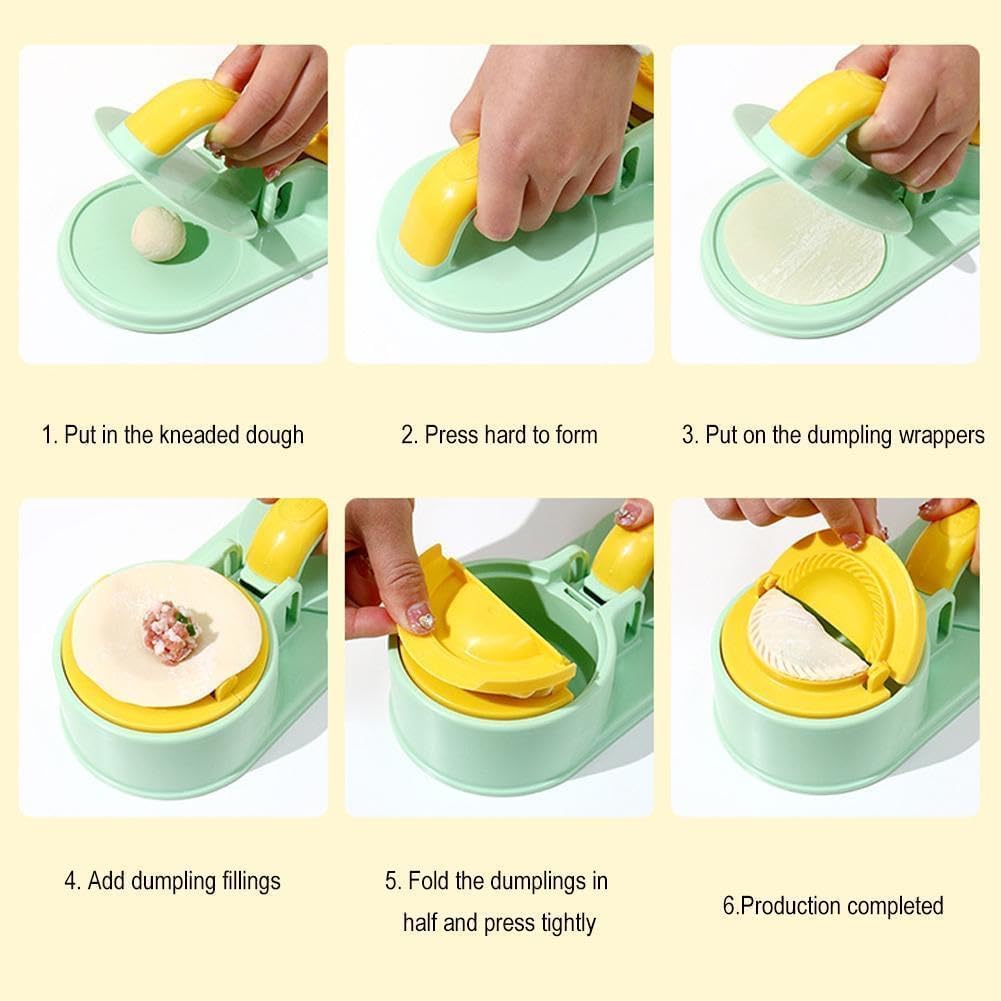 3 in 1 Dumpling Maker - Manual Dough Presser & Dumpling Wrapper - Perfect for Homemade Dumplings, Wontons & Pastries - Ideal for Asian Cooking, Family Meals & Party Snacks