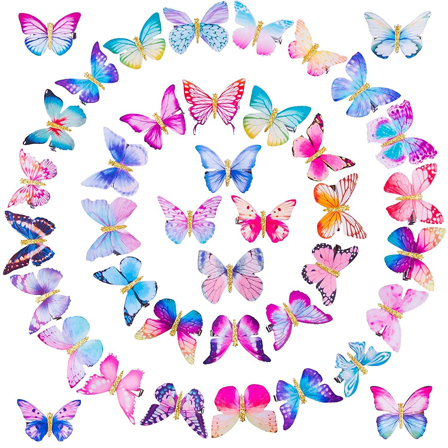 WHISKET Small Acrylic Hair Claw Clips for Women & Girls - Marble Design Non-Slip Grip Hair Clips, Plastic Hair Jaw Clamps (Butterfly Style, 6-Pack) - Perfect for School, Work, Parties & Everyday Hairstyles