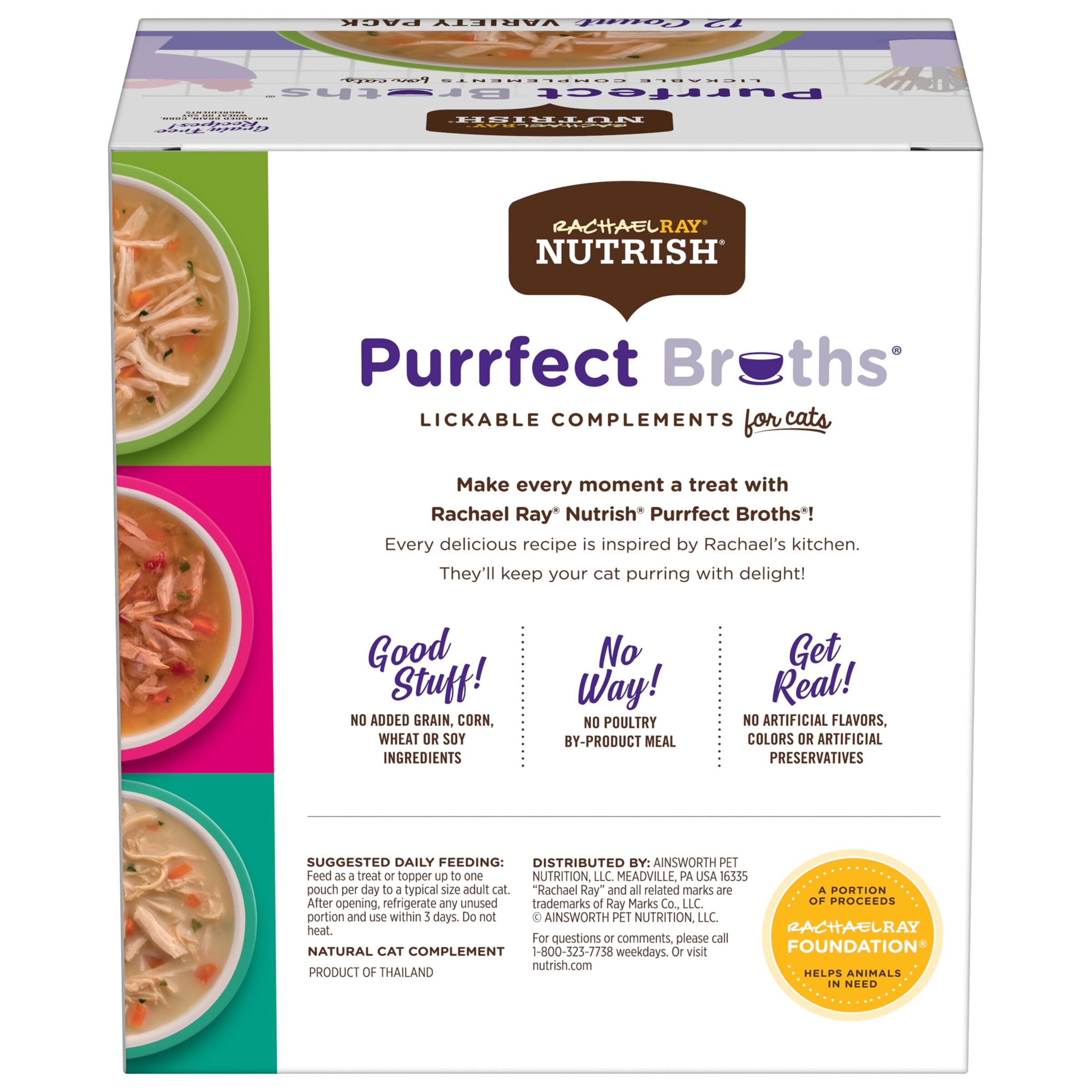 Rachael Ray Nutrish Purrfect Broths Grain-Free Wet Cat Food Variety Pack - 24 Count (1.4 oz Pouches) | Delicious Liquid Treat for Hydration & Mealtime Topper | Perfect for Picky Eaters & Senior Cats