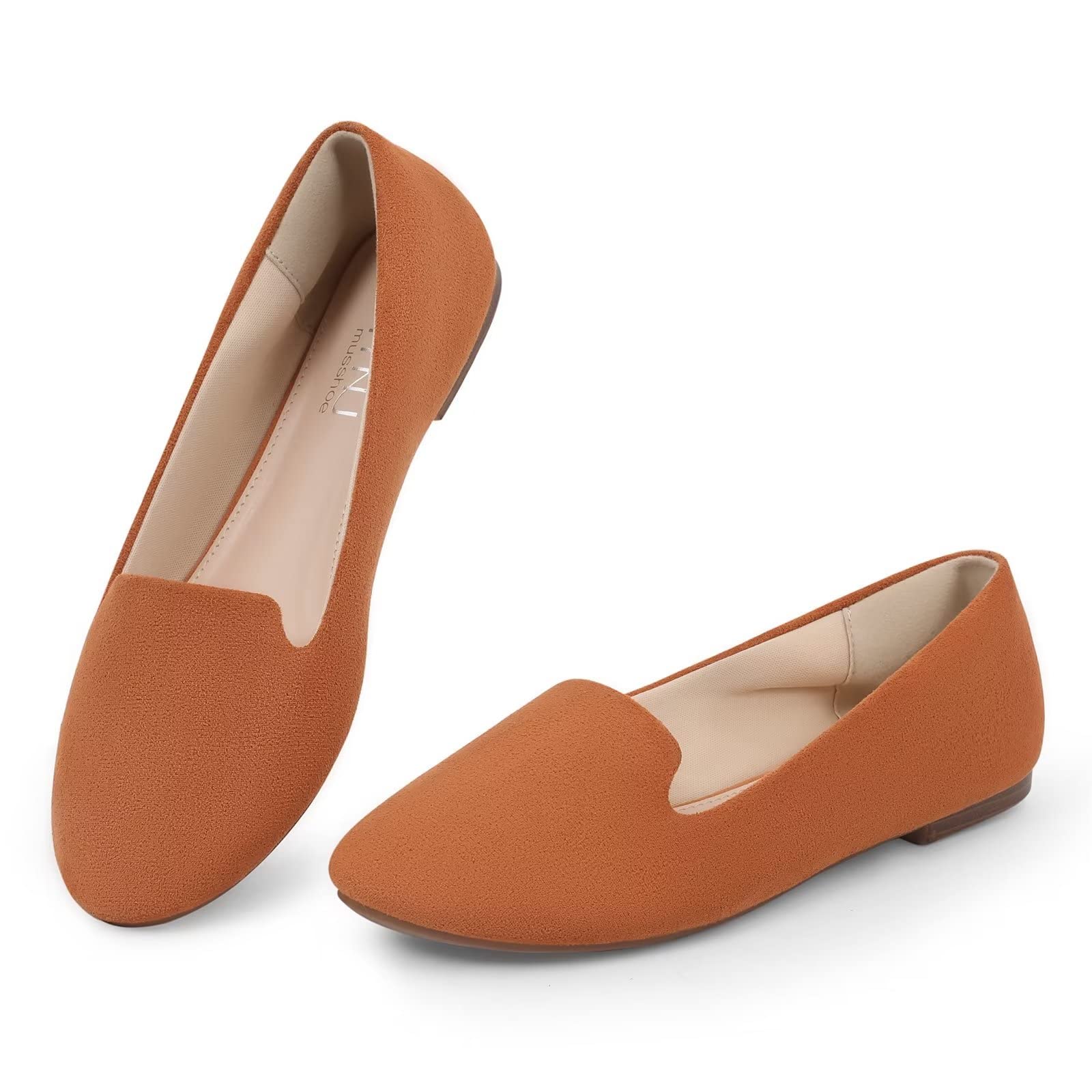 MUSSHOE Women's Comfortable Round Toe Flats with Memory Foam - Lightweight Slip-On Shoes for Work, Travel & Everyday Wear