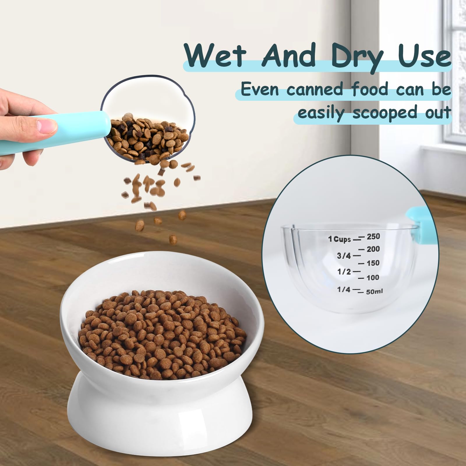 1 Cup Dog Food Measuring Scoop - Accurate Pet Food Scoop for Wet & Dry Cat/Dog Food, Rice, Flour & Grains - Perfect for Meal Prep & Portion Control