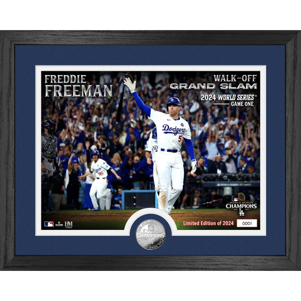Freddie Freeman Los Angeles Dodgers 2024 World Series Grand Slam Commemorative Silver Coin with 8x10 Framed Photo - Perfect for Baseball Fans, Sports Memorabilia Collectors, and Dodgers Home Decor