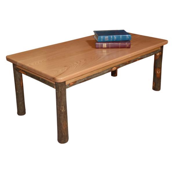 Solid Hickory Wood Coffee Table - Rustic Farmhouse Style Living Room Furniture for Home Decor & Relaxation