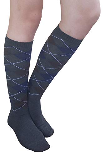 Knee High-black/Gray/Blue Argyle