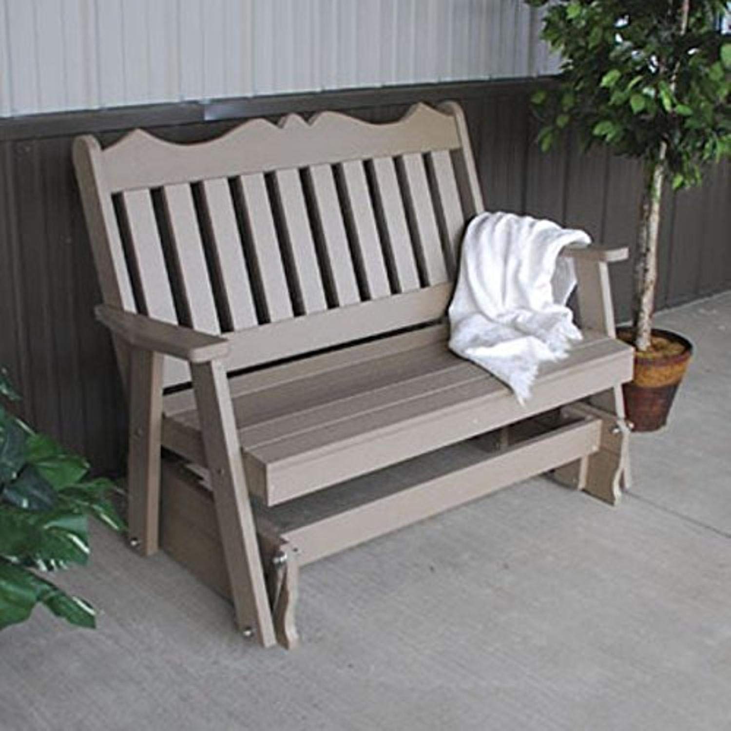 A & L Furniture 4' Poly Royal English Glider Bench - Cherry Wood Finish - Perfect for Porch, Garden & Outdoor Relaxation