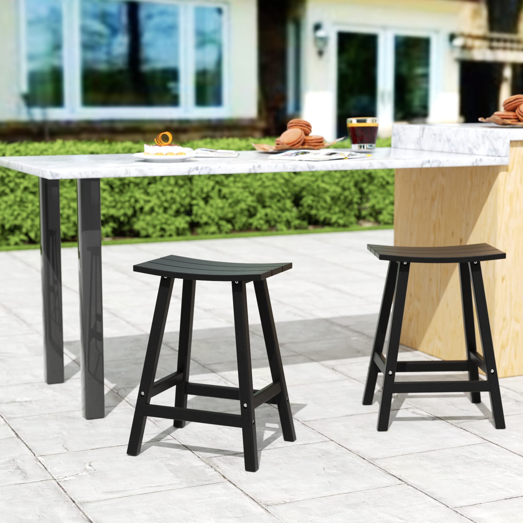 2-Piece WO Home Furniture Outdoor Patio Counter Stools Set - 24