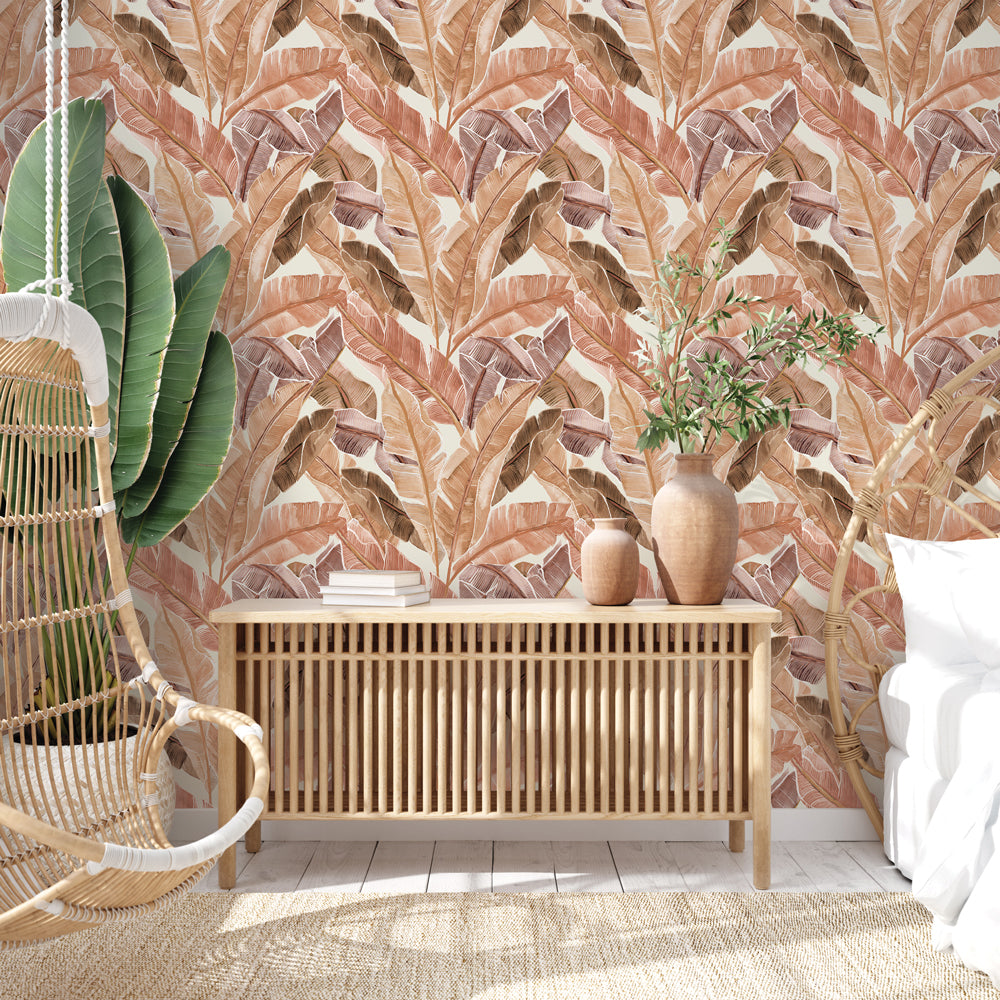 Bahama Palm Self-Adhesive Wallpaper - Tropical Peel and Stick Wallpaper for Bedroom, Bathroom, Living Room Decor