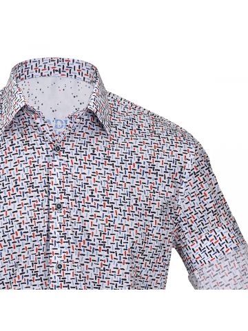 CM11012 Cuadra White Fashion Casual Fractured Abstract Shirt for Men - Stylish & Comfortable Men's Top for Everyday Wear, Office & Outings