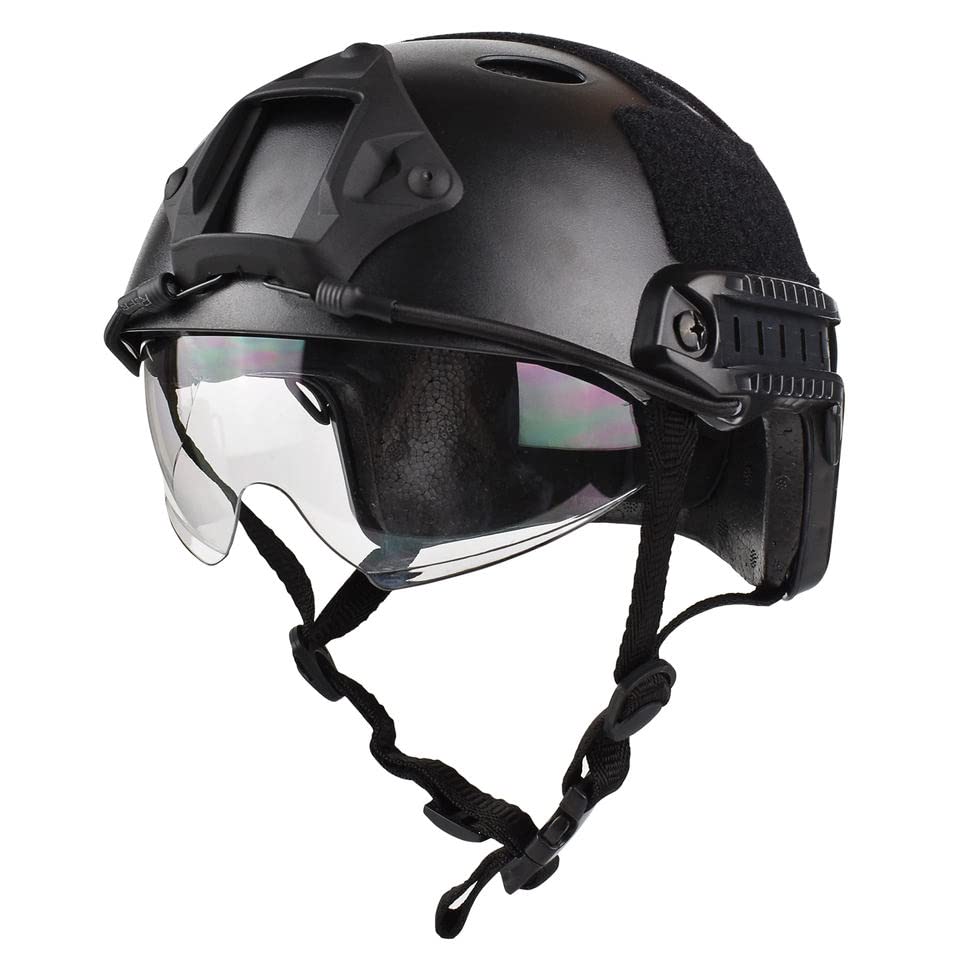 Tactical Airsoft Helmet - Fast PJ Style with Goggles, NVG Mount & Side Rails for Airsoft, Paintball, Outdoor Combat & Military Simulation Games | Perfect for CQB, Field Battles & Tactical Training