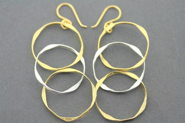 3-Pack Organic Drop Earrings - 22K Gold Plated on Sterling Silver - Elegant Dangle Earrings for Women, Perfect for Weddings, Parties & Everyday Wear