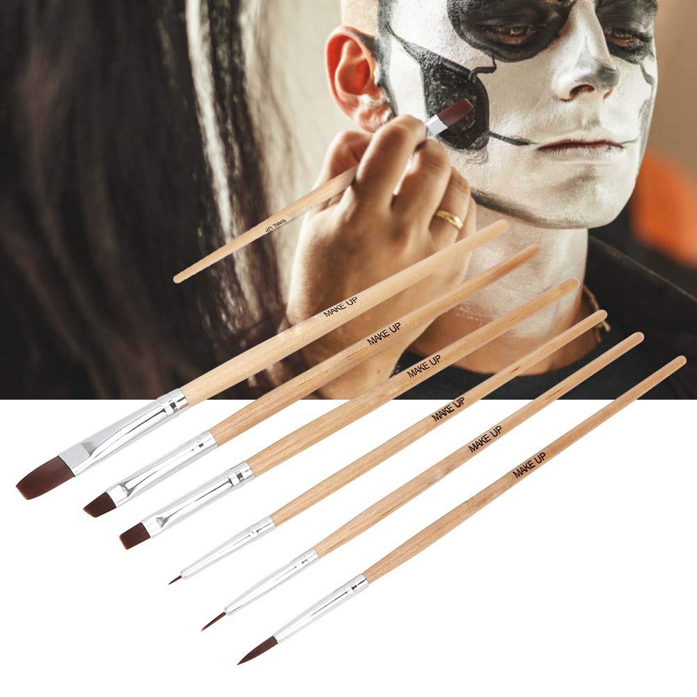 Professional 6pcs Face Paint Brush Set for Halloween & Body Art - Adults & Beginners