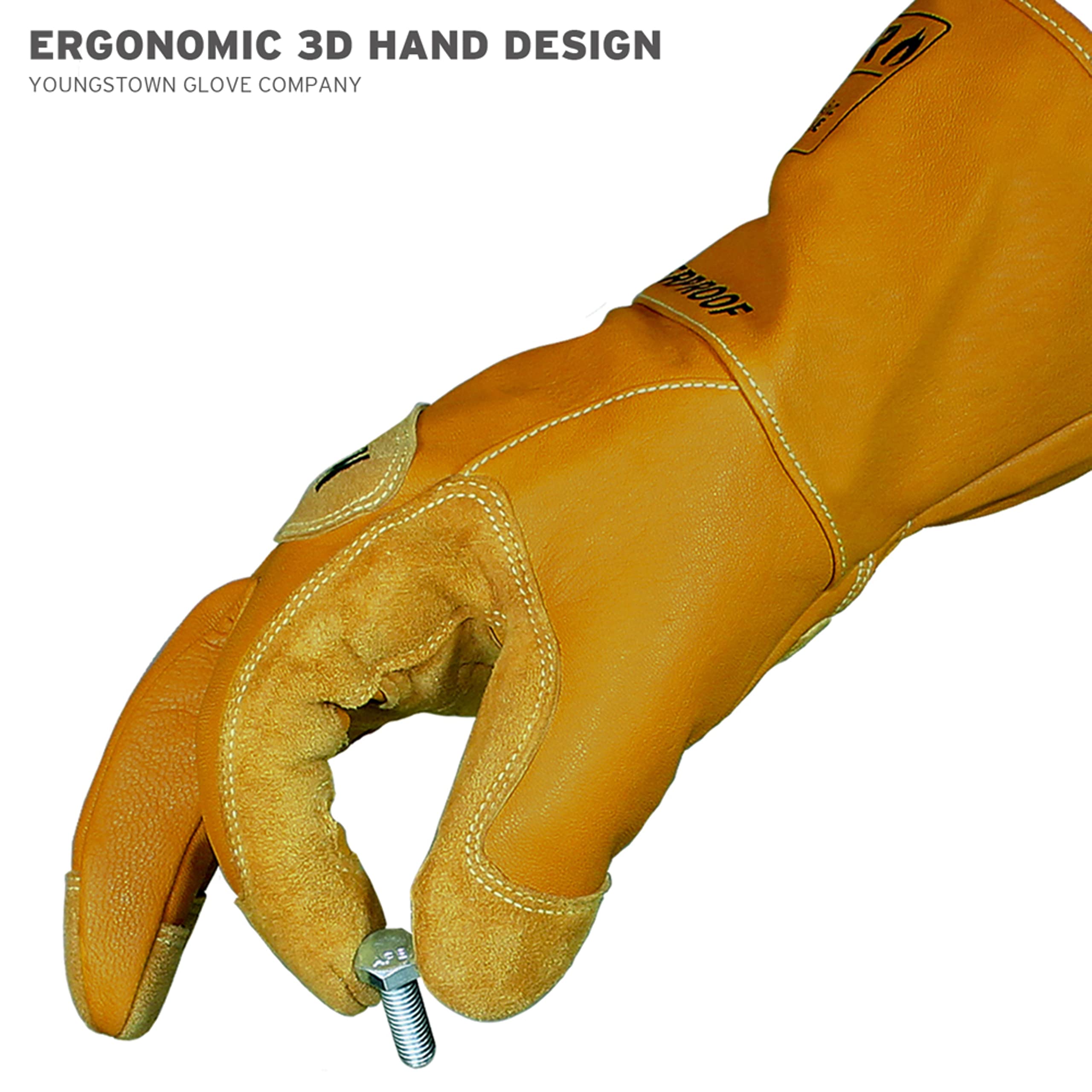 Youngstown Glove 11-3285-60-XL Flame Resistant Waterproof Leather Work Gloves with Kevlar Lining, X-Large - Ideal for Construction, Welding & Outdoor Safety Work