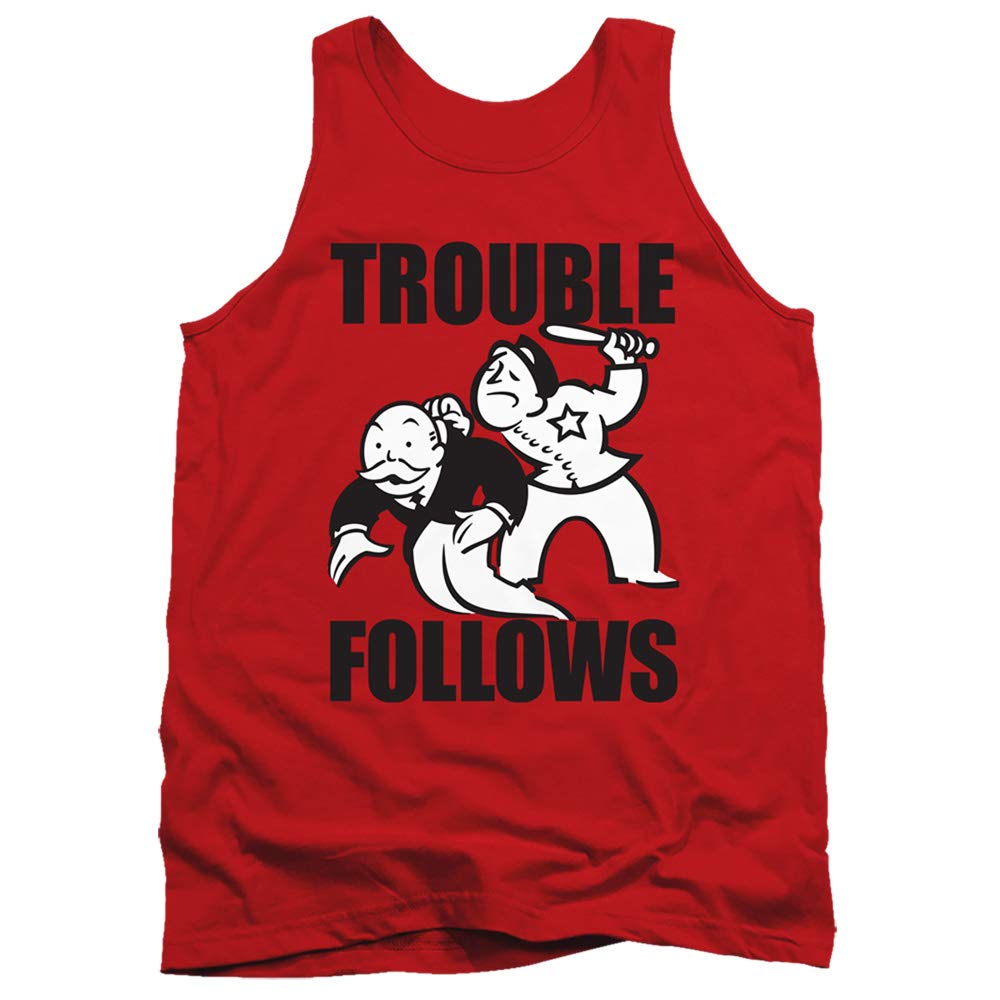 Evergreen Unisex Adult Tank Top for Men & Women | Monopoly Trouble Follows Design | Casual Summer Wear, Beach Outfits, Lounge Comfort