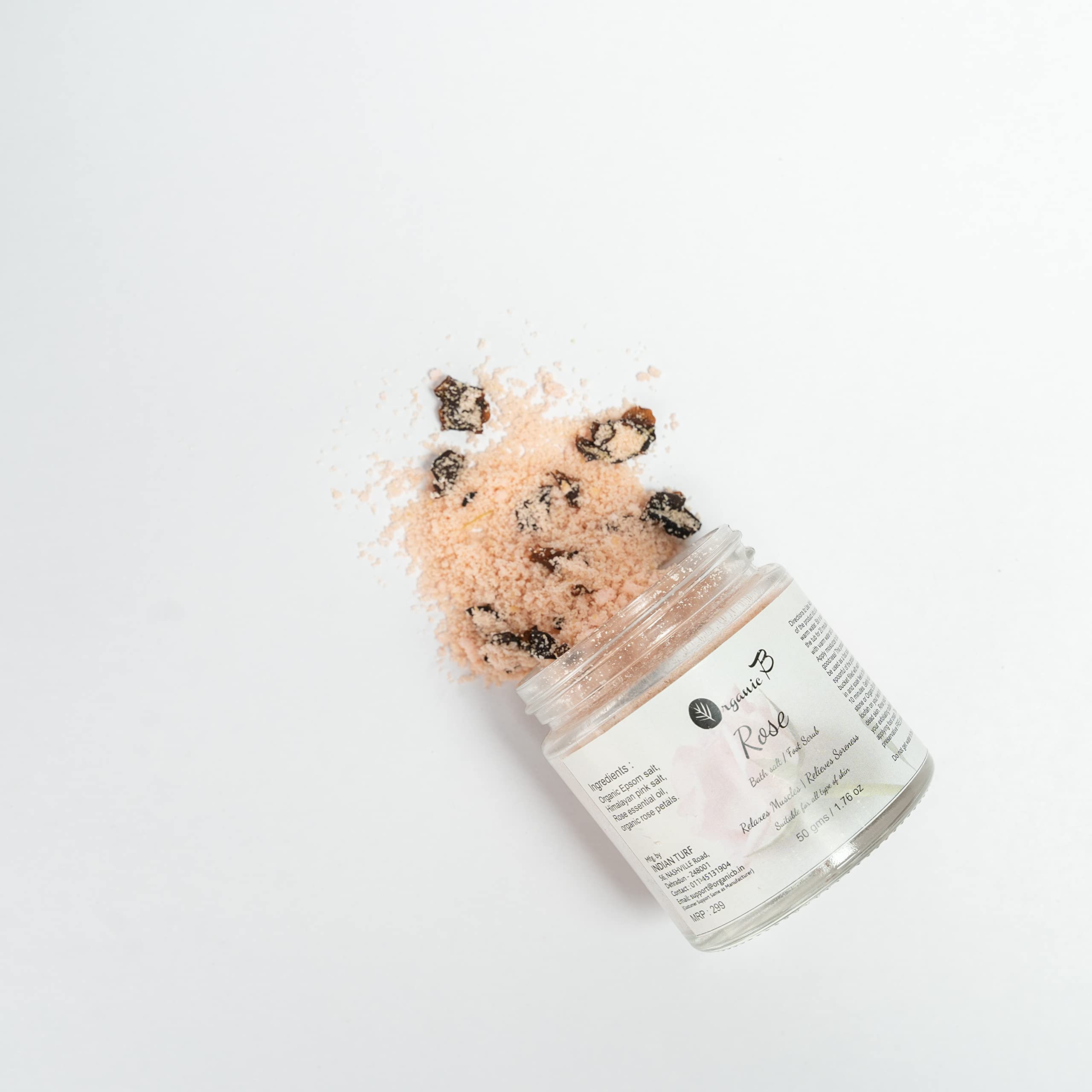 Organic B Rose Petal Luxury Bath Soak - 50g Epsom Salt & Himalayan Salt Blend for Body & Foot Spa | Skin Nourishment, Muscle Relief & Relaxing Aromatherapy | Perfect for Women & Men's Self-Care, Stress Relief & Spa Night at Home