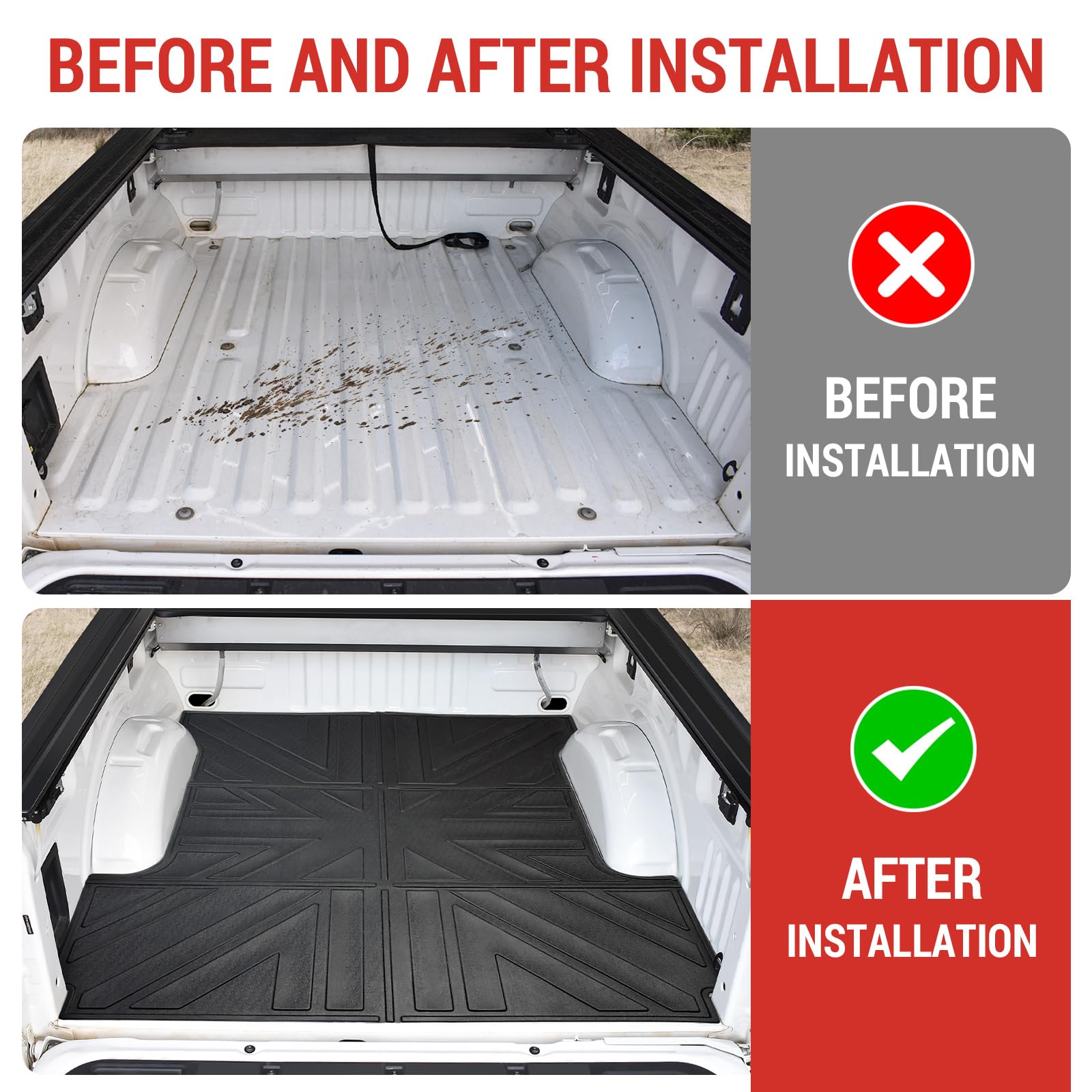 Heavy Duty Truck Bed Mat for 2015-2024 Ford F150 5.5ft Bed | All-Weather Anti-Slip Bed Liner Protector | F-150 Accessories 2023 2024 | Perfect for Hauling, Camping & Outdoor Adventures