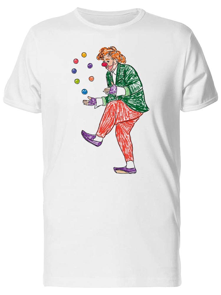 Red Clown Juggling Balls Graphic T-Shirt for Men | Soft Cotton Casual Tee for Circus Performers & Comedy Fans