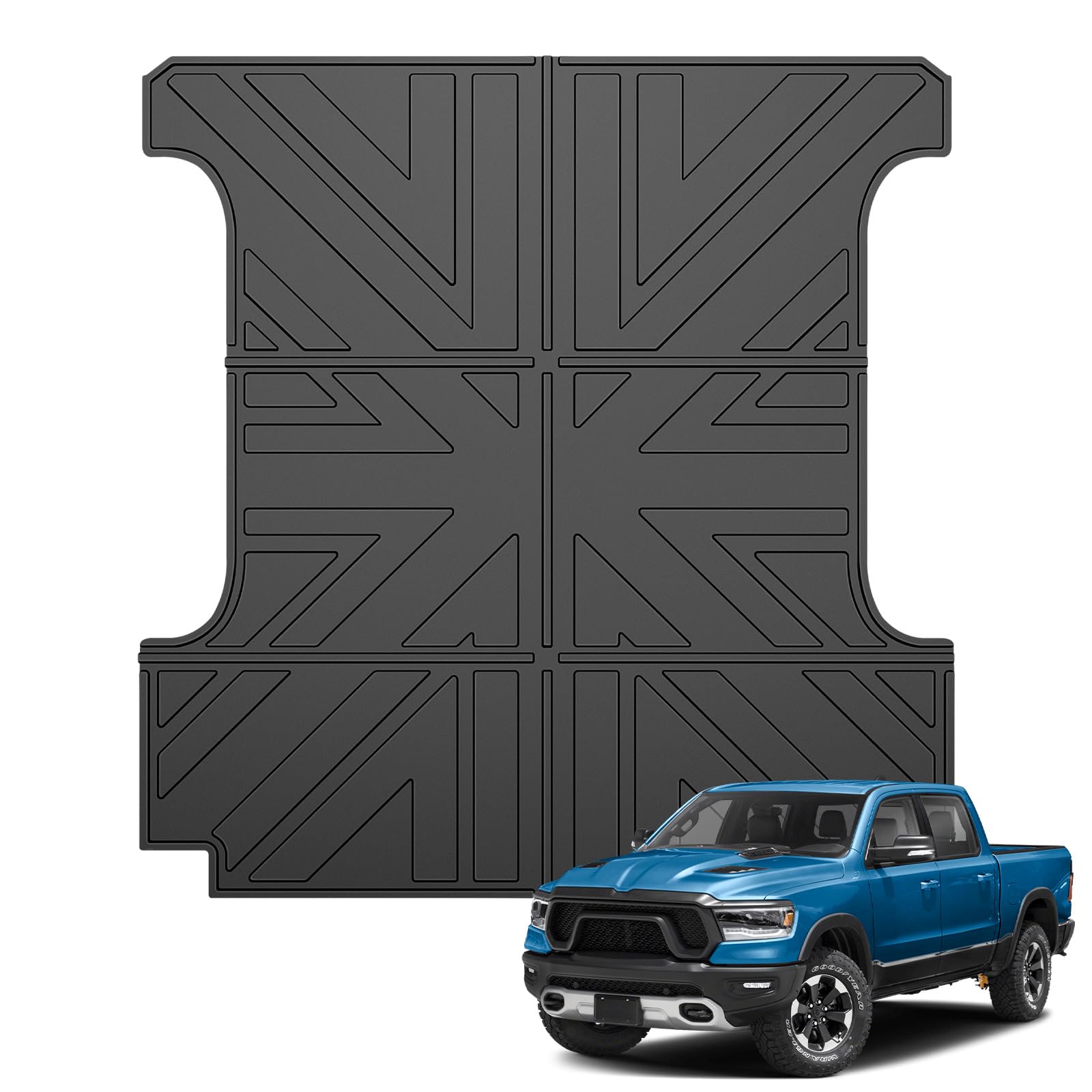 Anti-Slip Truck Bed Mat for 2019-2024 Dodge Ram 1500 5.7ft Short Bed | Heavy Duty Bed Liner Accessories | Perfect for Hauling, Camping & Off-Road Protection