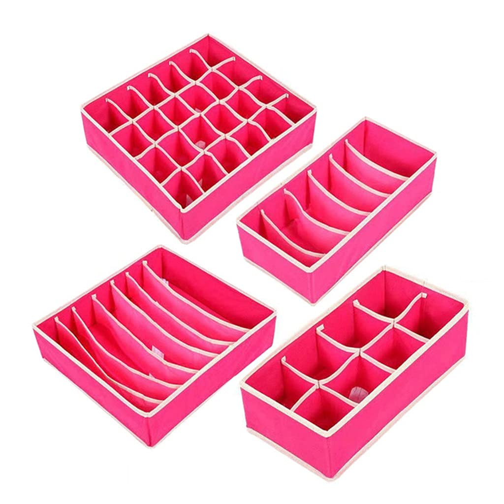 4-Piece Underwear & Bra Organizer Set - Drawer Storage Box for Socks, Scarves, Lingerie - Closet Organization Solution (Color A) - Perfect for Bedroom, Closet & Travel Use