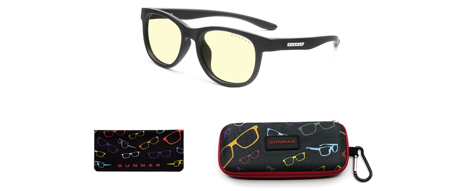 GUNNAR Blue Light Blocking Glasses for Kids (Ages 4-8) - 65% Blue Light Protection - Onyx, Amber & Rush Color Options - Computer Gaming & Reading Glasses for Children