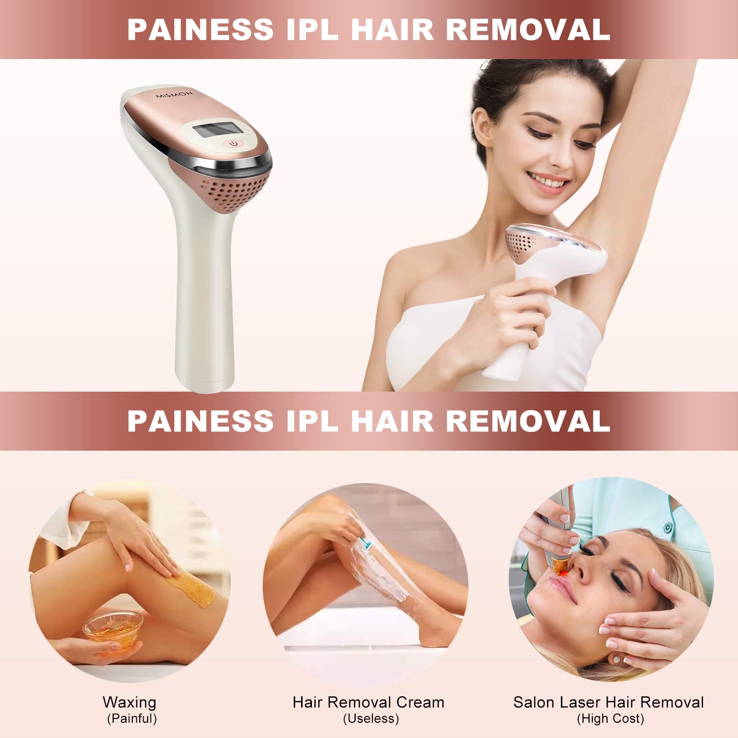 Permanent IPL Laser Hair Removal Device for Women & Men - 300,000 Flashes Home Use Hair Remover for Face, Legs, Arms, Bikini & Underarms | Painless At-Home Hair Removal for Smooth Skin | Perfect for Full Body Hair Reduction & Maintenance