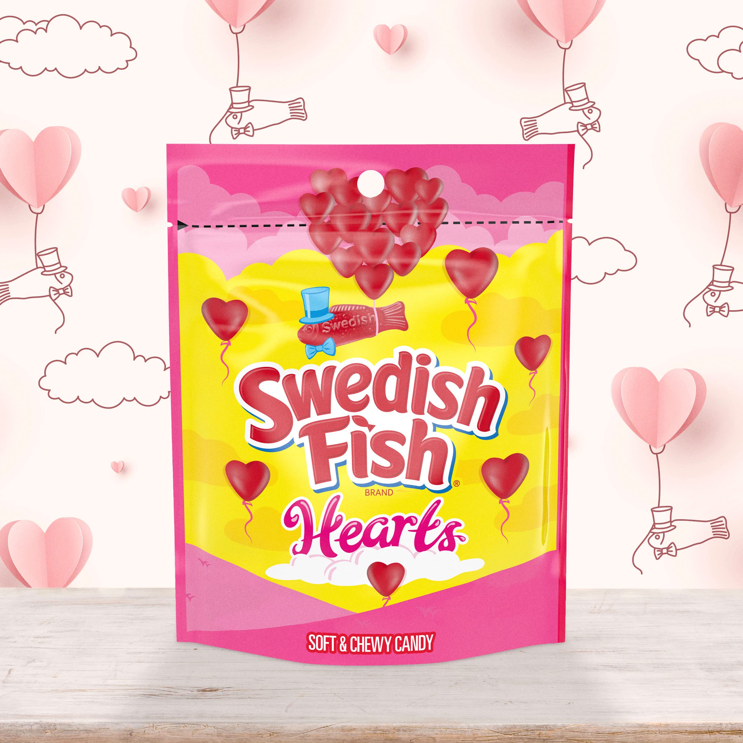 Swedish Fish Soft & Chewy Valentine's Day Candy Hearts - 10 oz Bag - Perfect for Valentine's Gifts, Party Favors & Sweet Treats