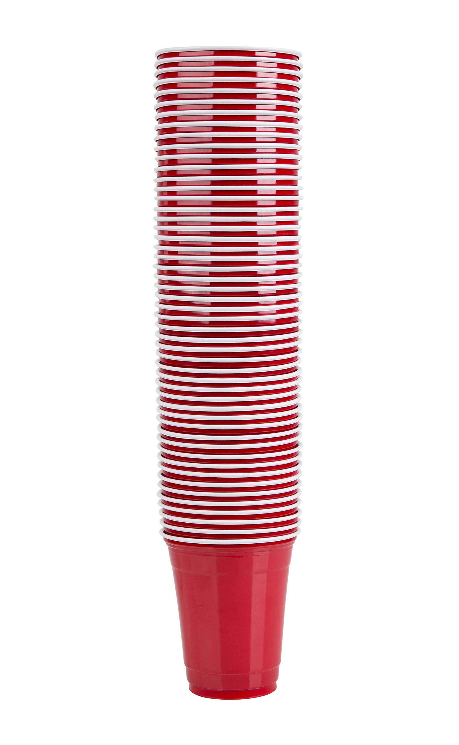 50 Pack 16oz Red Solo Cups - Bulk Disposable Plastic Party Cups for Beer, Cocktails & Outdoor Events - Perfect for BBQs, Tailgating & College Parties