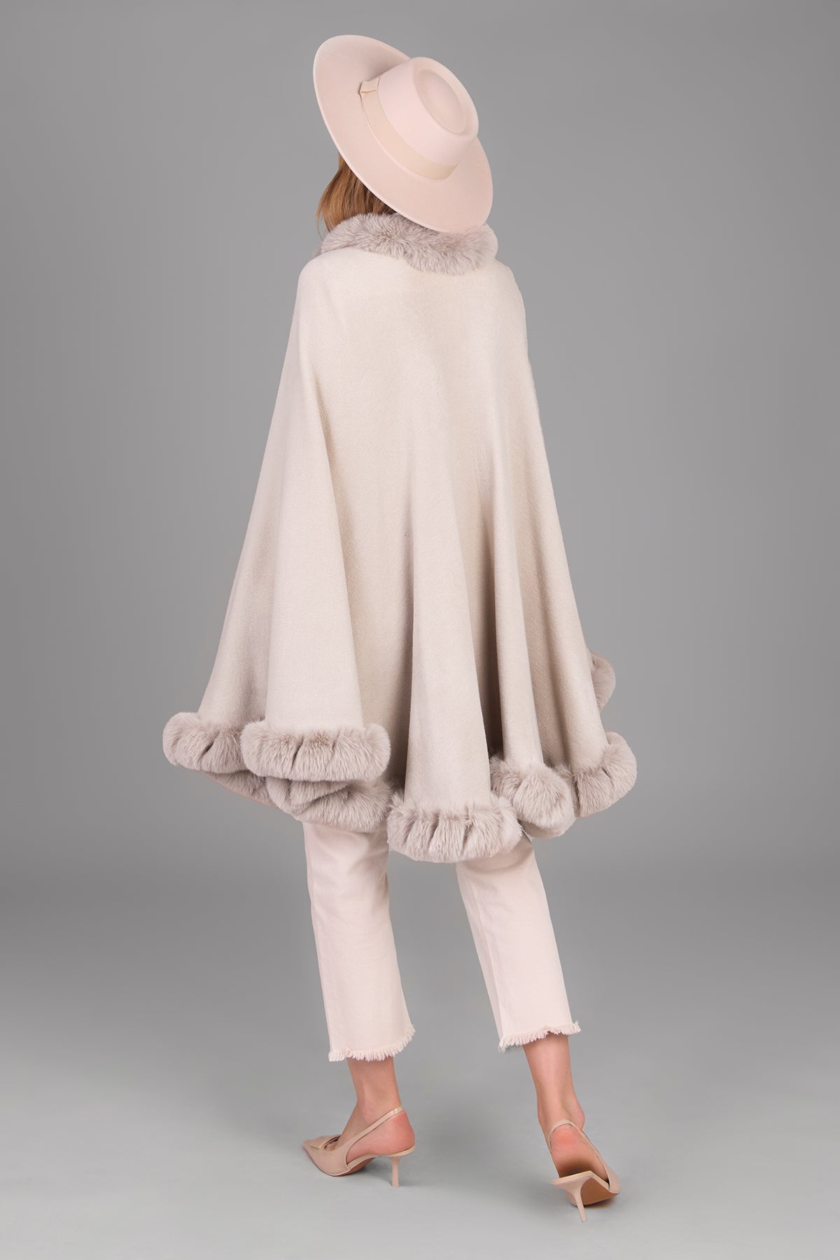 Elegant Faux Fur Cape Kimono Jacket - Women's Soft Winter Wrap Coat for Parties, Weddings & Evening Events