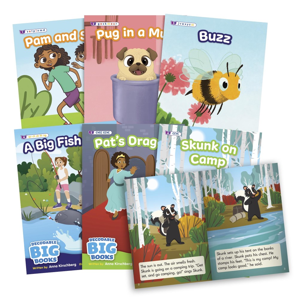 Decodable Big Books Fiction Set - 6 Extra Large Books for Early Reading & Phonics Practice - Perfect for Classroom & Homeschool Learning