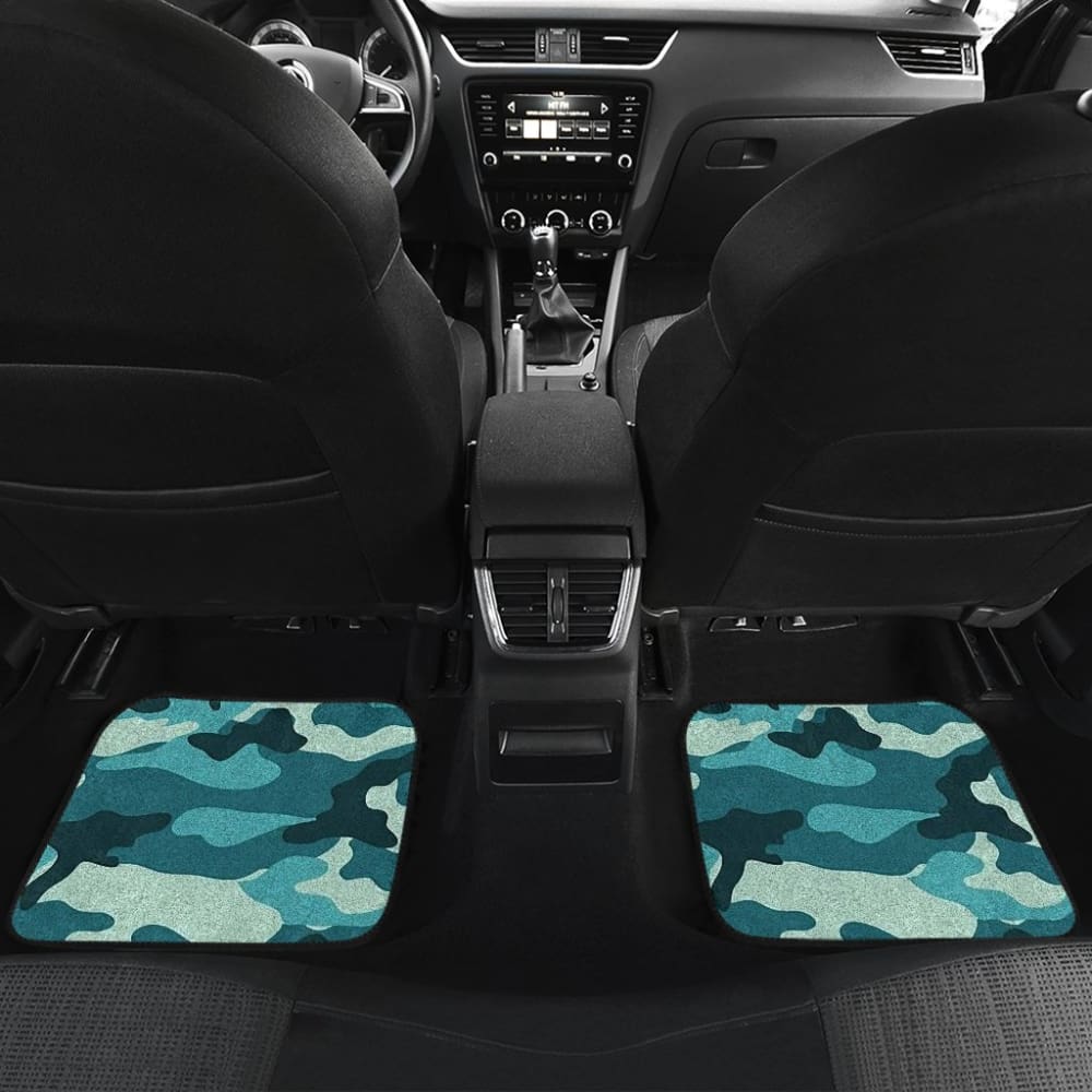Premium Blue Teal Camouflage Car Floor Mats - All-Weather Protection, Non-Slip Design, Universal Fit for Most Vehicles - Perfect for Off-Road Adventures & Daily Commutes