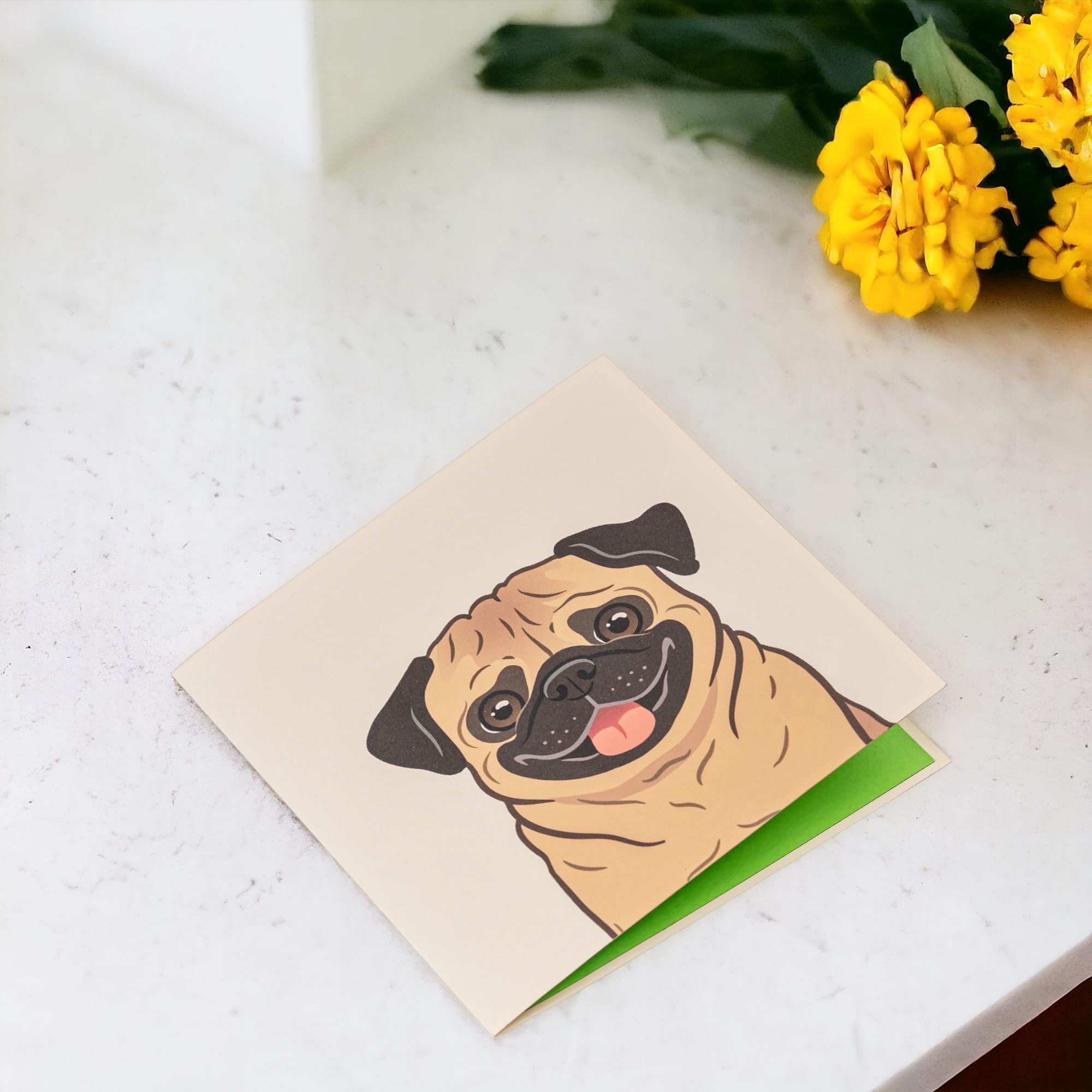 3D Pug Pop Up Greeting Card - Blank Inside for Birthdays, Father's Day, Thank You | Perfect Gift for Dog Moms & Pug Lovers | Handmade Card for Pug Fans & Dog Enthusiasts | Use for Special Occasions, Home Decor & Gift Giving