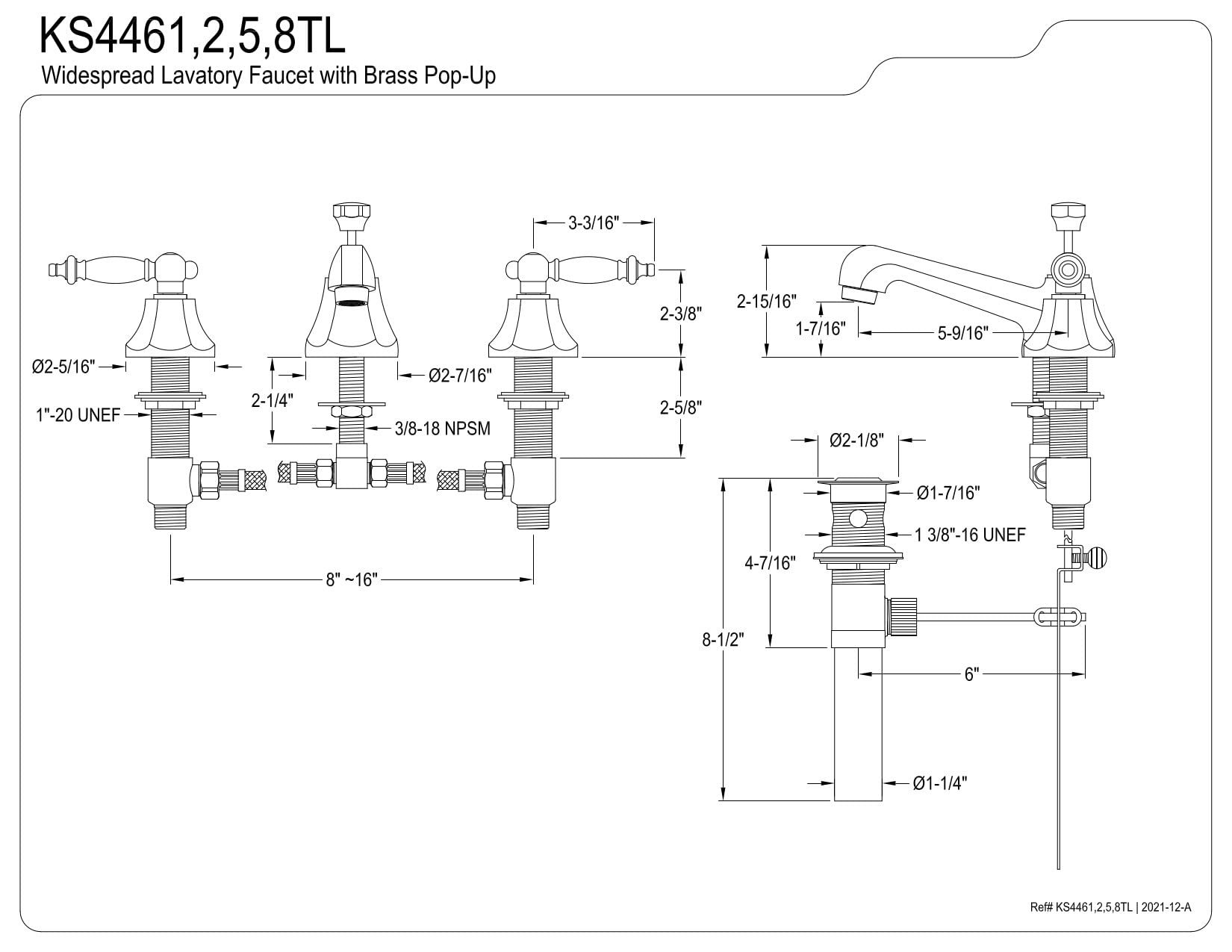 Kingston Brass KS4465TL Templeton 8