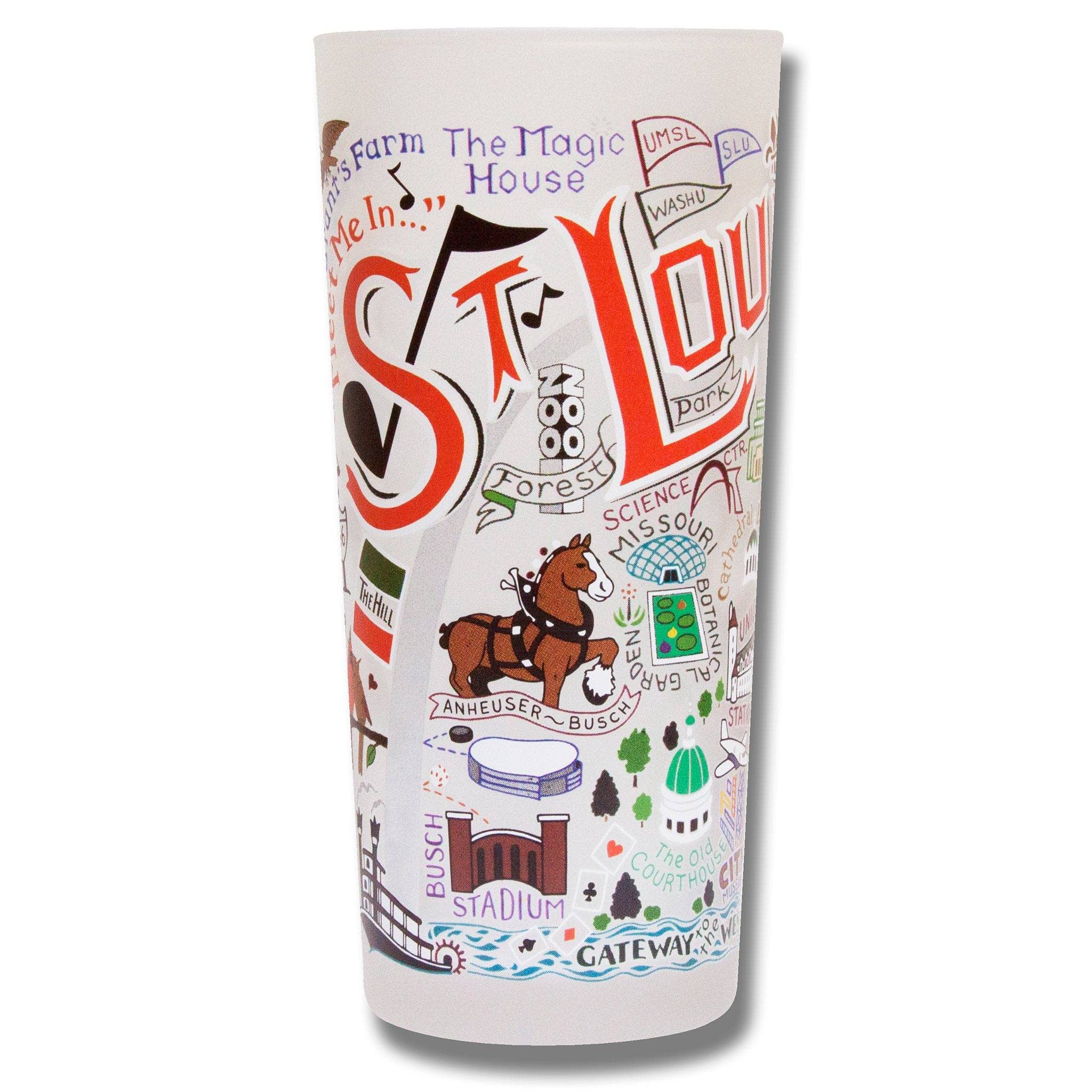 Catstudio St. Louis Frosted Glass Cup - 15oz Dishwasher Safe Tumbler for Kitchen, Bar & Home Use | Elegant Wedding Gift & Party Drinkware
