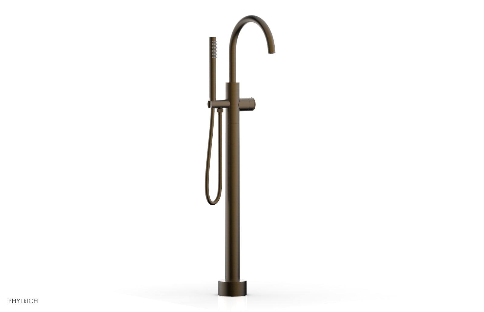 BASIC II Tall Floor Mount Tub Filler with Knurled Handle & Hand Shower - Model 230 44 01 - Perfect for Modern Bathroom Renovations and Spa-Like Showers