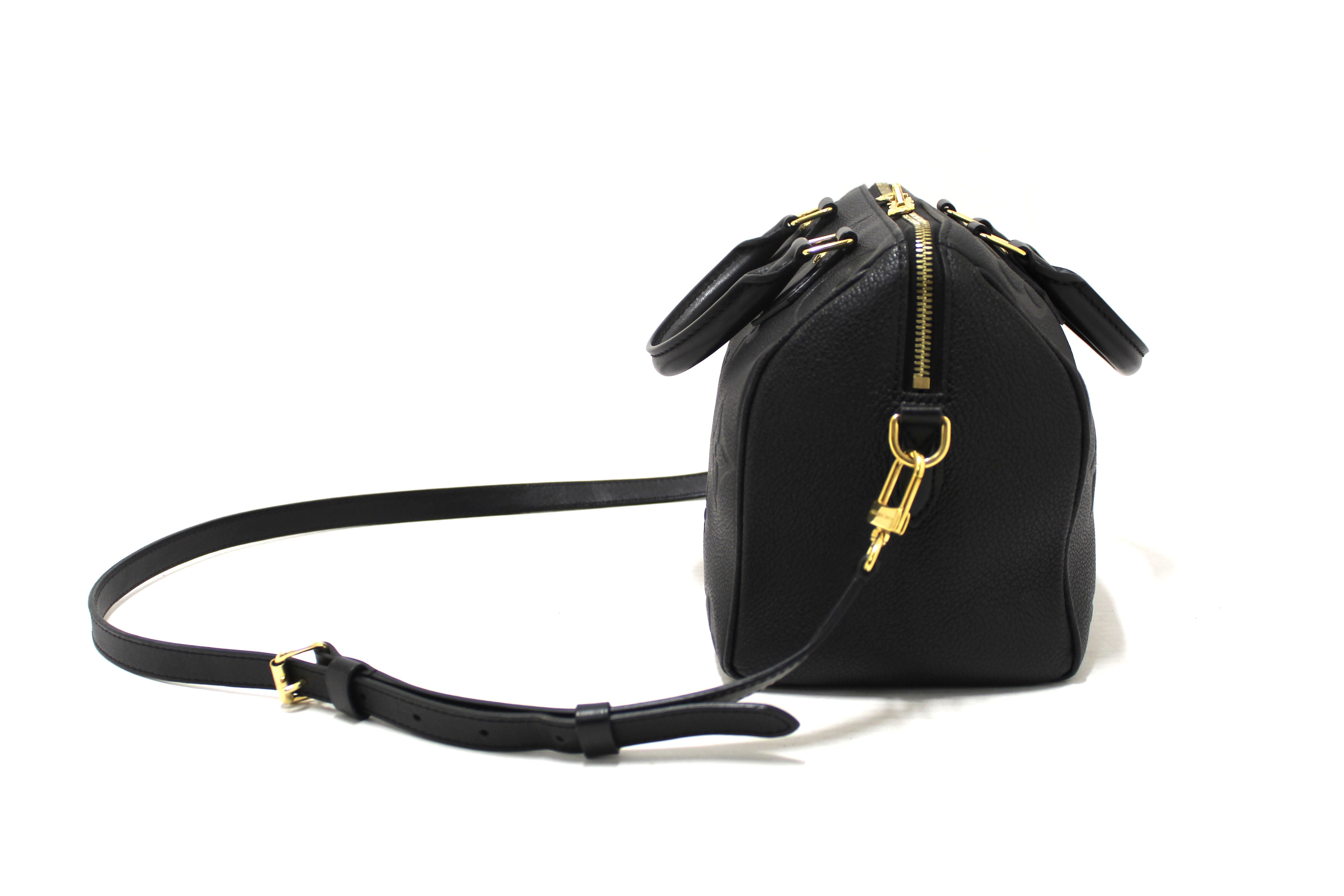 Authentic Louis Vuitton Black Empreinte Leather Speedy 25 Bandouliere Crossbody Bag - Luxury Handbag for Women, Perfect for Work, Travel & Everyday Use