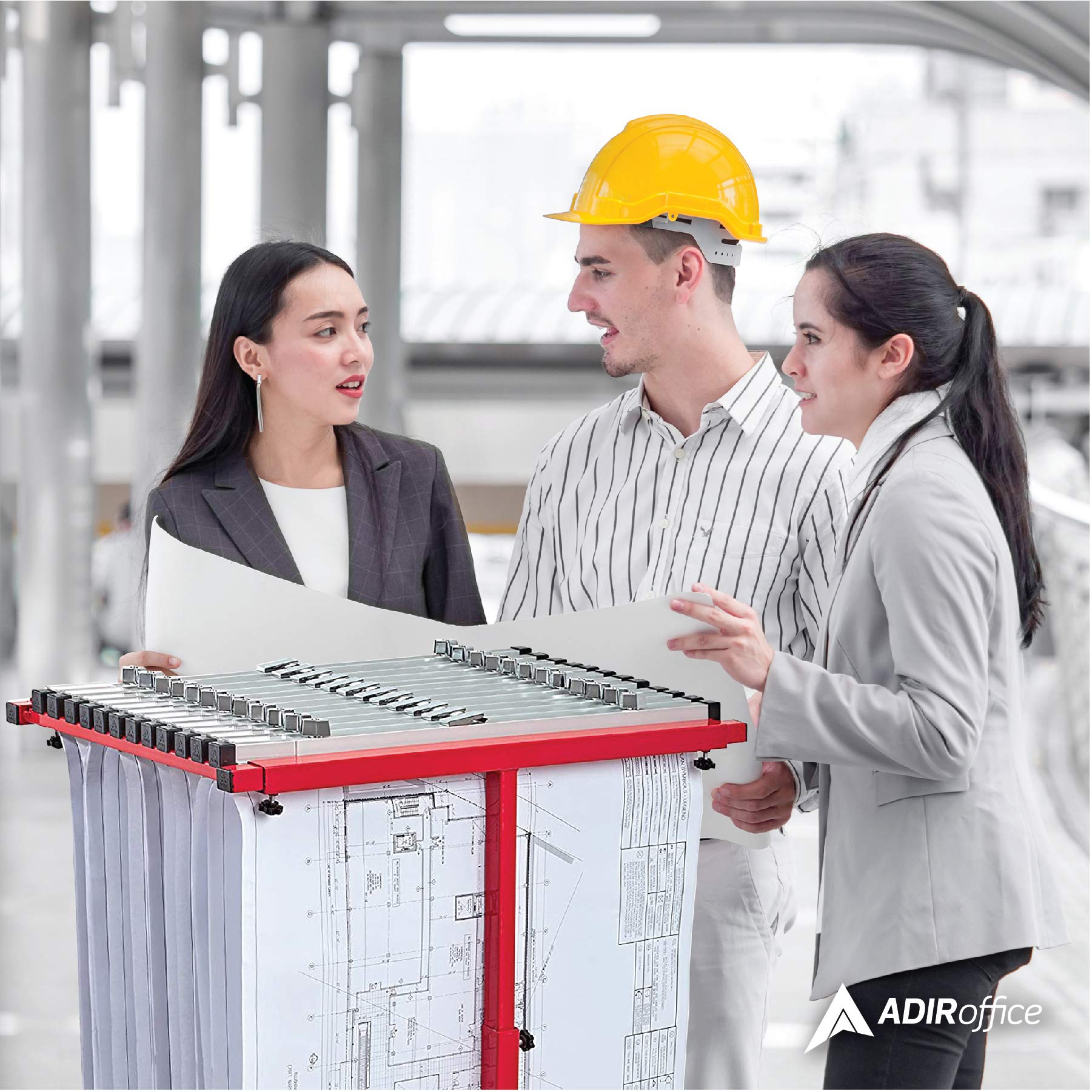 Adir Mobile Blueprint Holder - Adjustable Blueprint Storage Organizer for Construction Plans, Blueprints & Documents - Jobsite & Office Use - Perfect for Architects, Engineers & Contractors (Without Clamps)