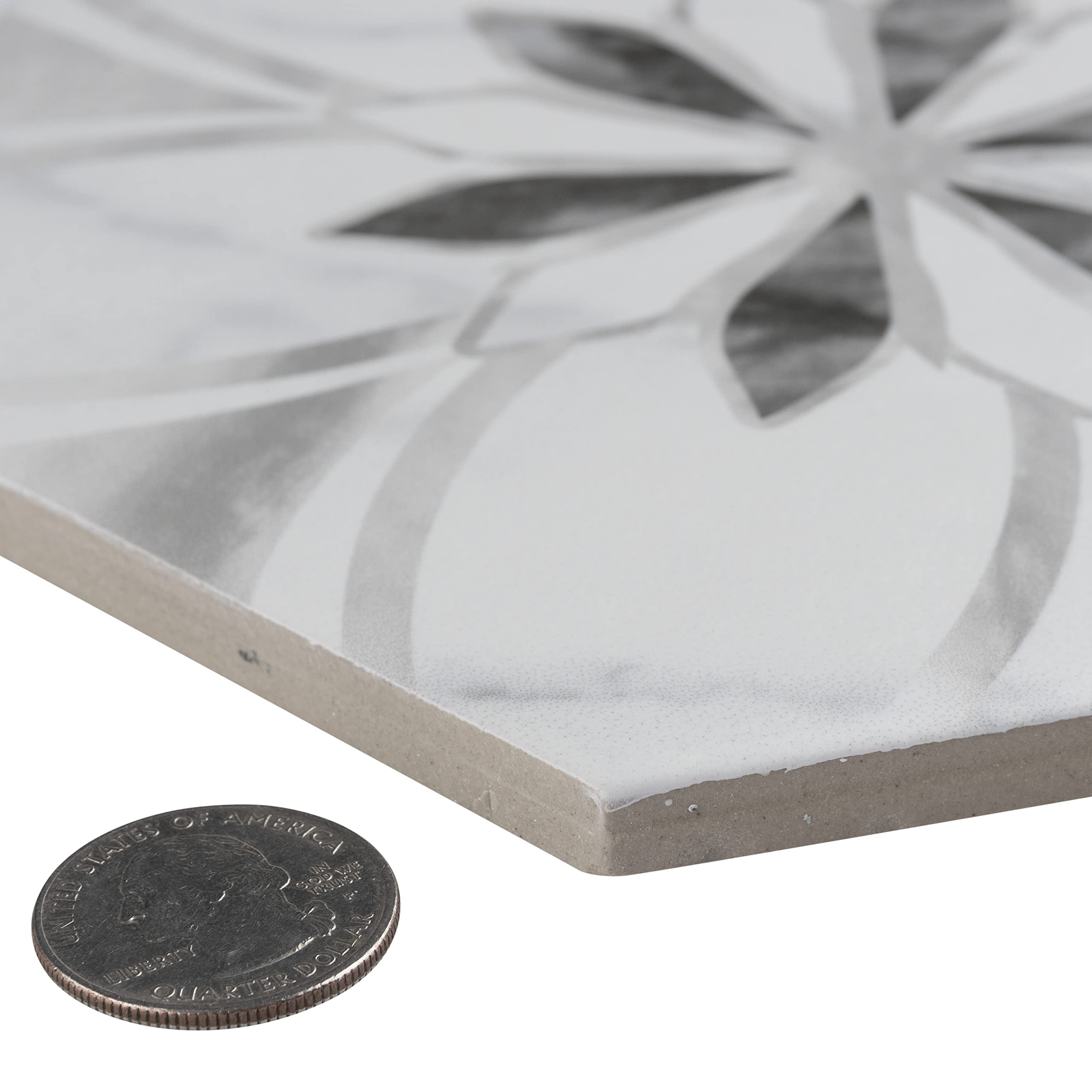 Merola Tile Classico Bardiglio Hex Dahlia Light 7x8 Inch Porcelain Floor & Wall Tile - Perfect for Bathroom, Kitchen Backsplash & Shower Renovation