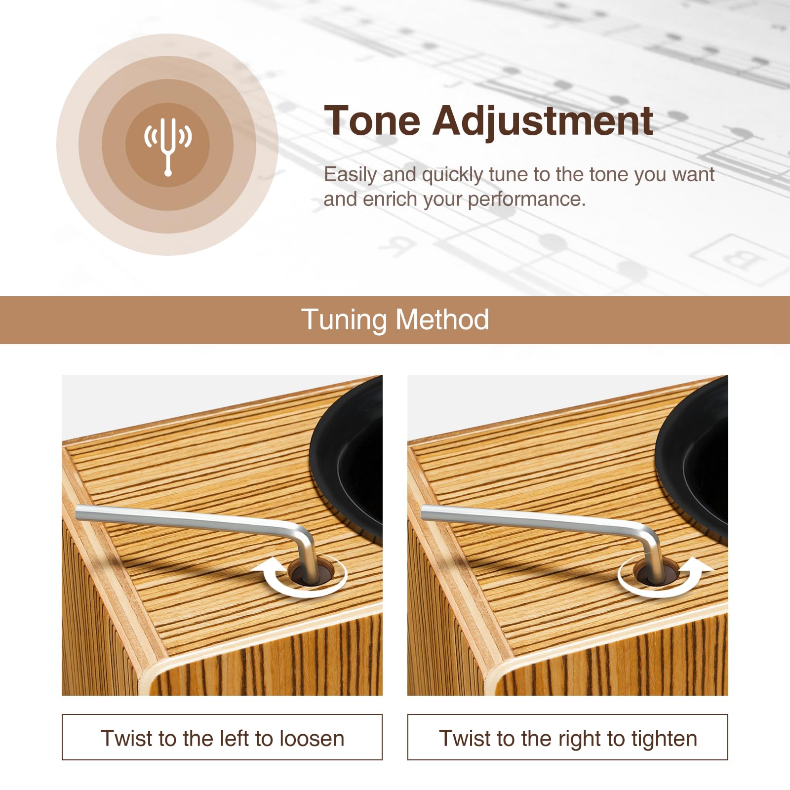 Professional Two-Tone Cajon Drum with Adjustable Sound - Portable Travel Cajon for Live Performances, Music Practice & Outdoor Jam Sessions