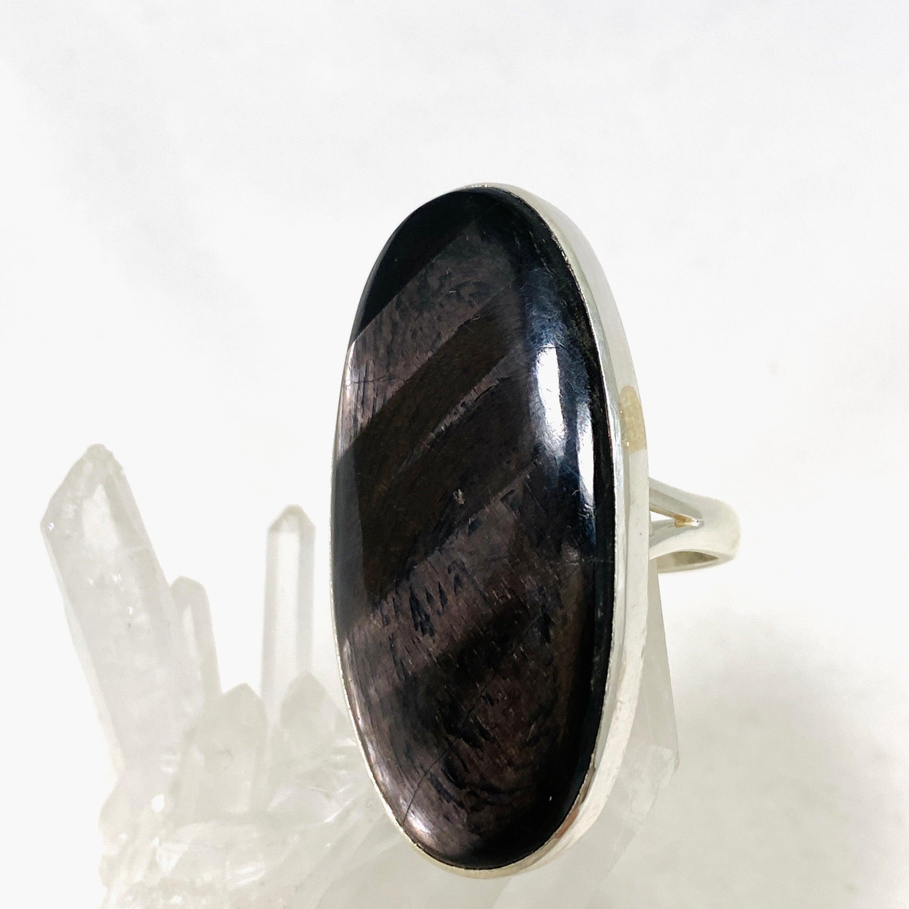 Hypersthene Oval Split Band Ring Size 9 KRGJ3147 - Elegant Gemstone Jewelry for Women, Perfect for Everyday Wear & Special Occasions
