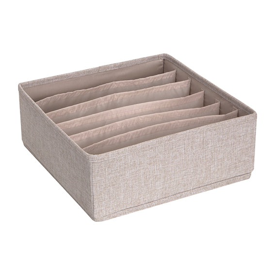 6-Compartment Drawer Organizer - Grey or Beige for Kitchen, Office & Bedroom Storage