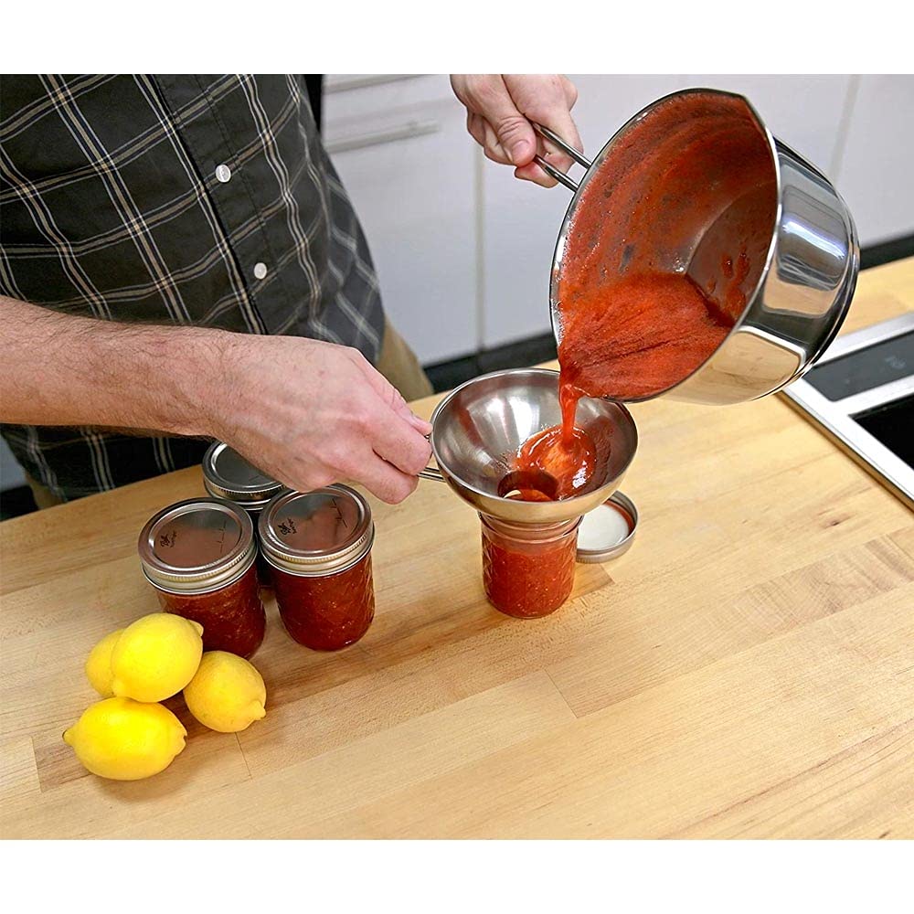 Premium 18/10 Stainless Steel Jam Funnel - Silver Kitchen Funnel with Wide Mouth for Canning, Preserves & Baking - Durable Metal Funnel for Jars, Bottles & DIY Kitchen Projects