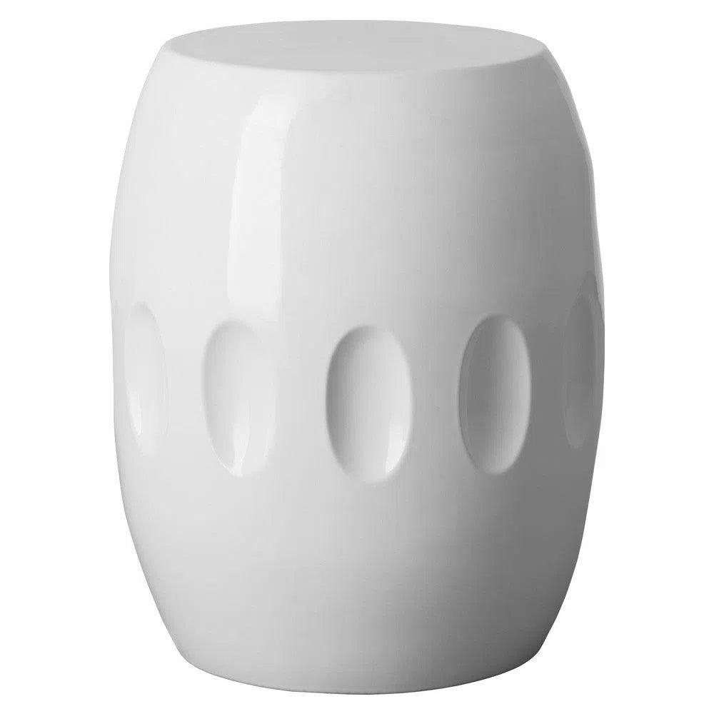 18 Inch Orion Ceramic Outdoor Garden Stool - Weather-Resistant Decorative Stool for Patio, Lawn, Poolside & Backyard Decor