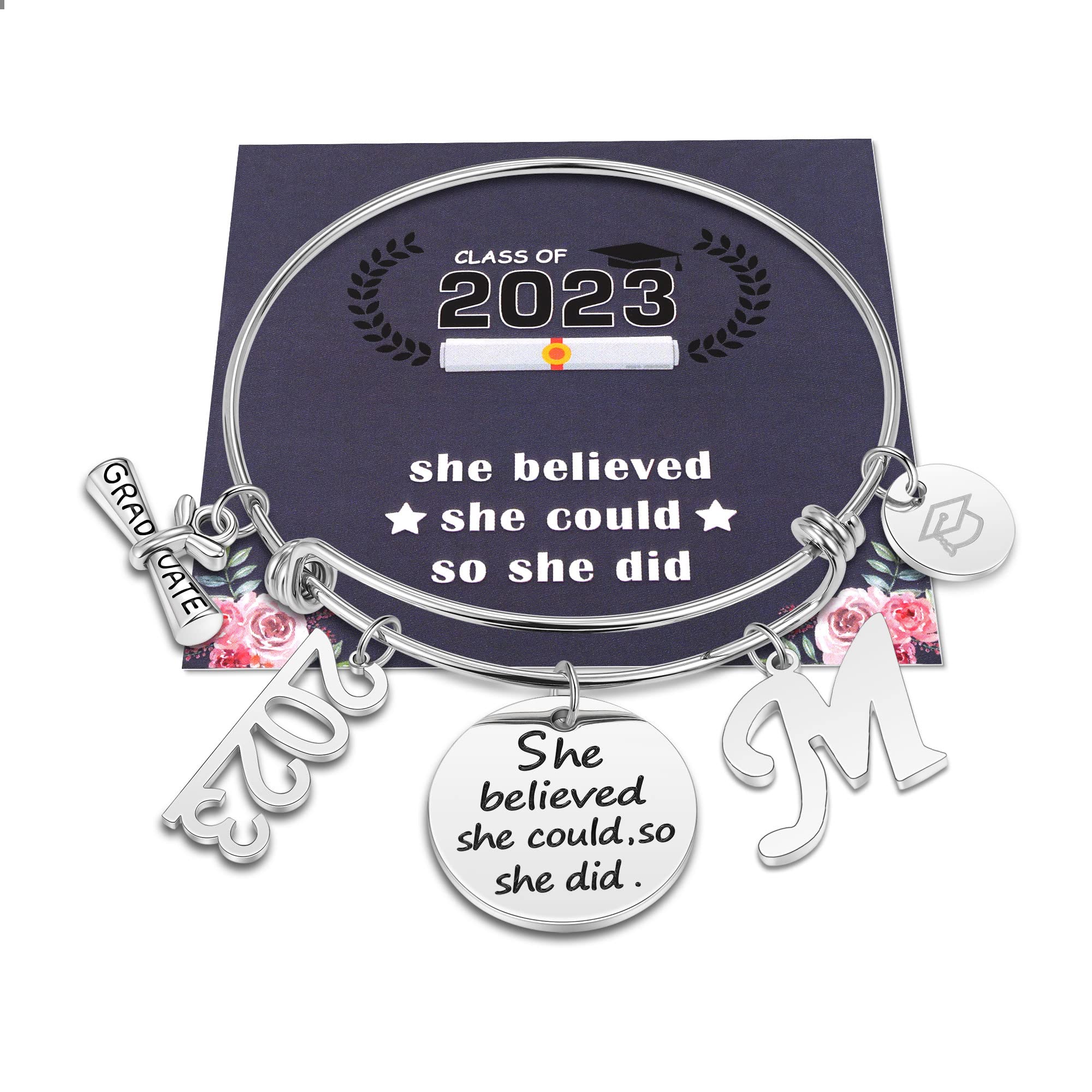 GLIVEOR Class of 2022 Graduation Bracelet for Women - Elegant Charm Bracelet as High School & College Graduation Gift - Perfect for Ceremony, Party & Special Occasions